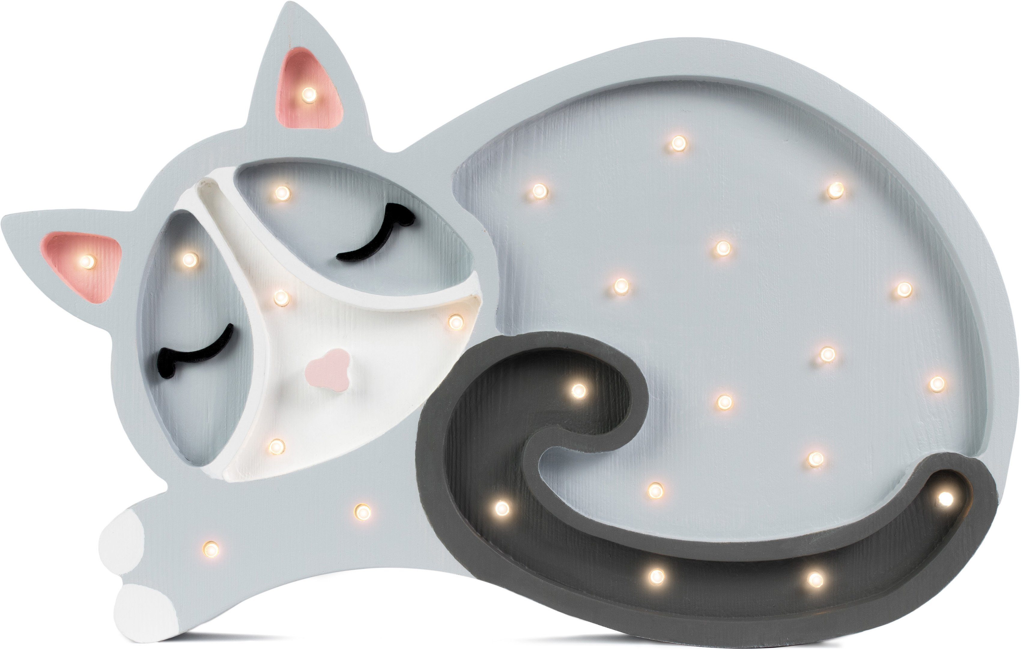 little lights LED Tischleuchte Katze, Dimmfunktion, Leuchtdauer einstellbar, Nachtlichtfunktion, LED fest integriert, Warmweiß, mit Dimmer und Fernbedienung, Timer, Made in Europe Grau