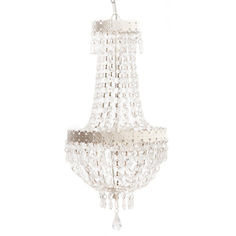 Grafelstein Kronleuchter BEAU CHATEAU weiß shabby chic Hängelampe  Deckenlampe mit Kristallen