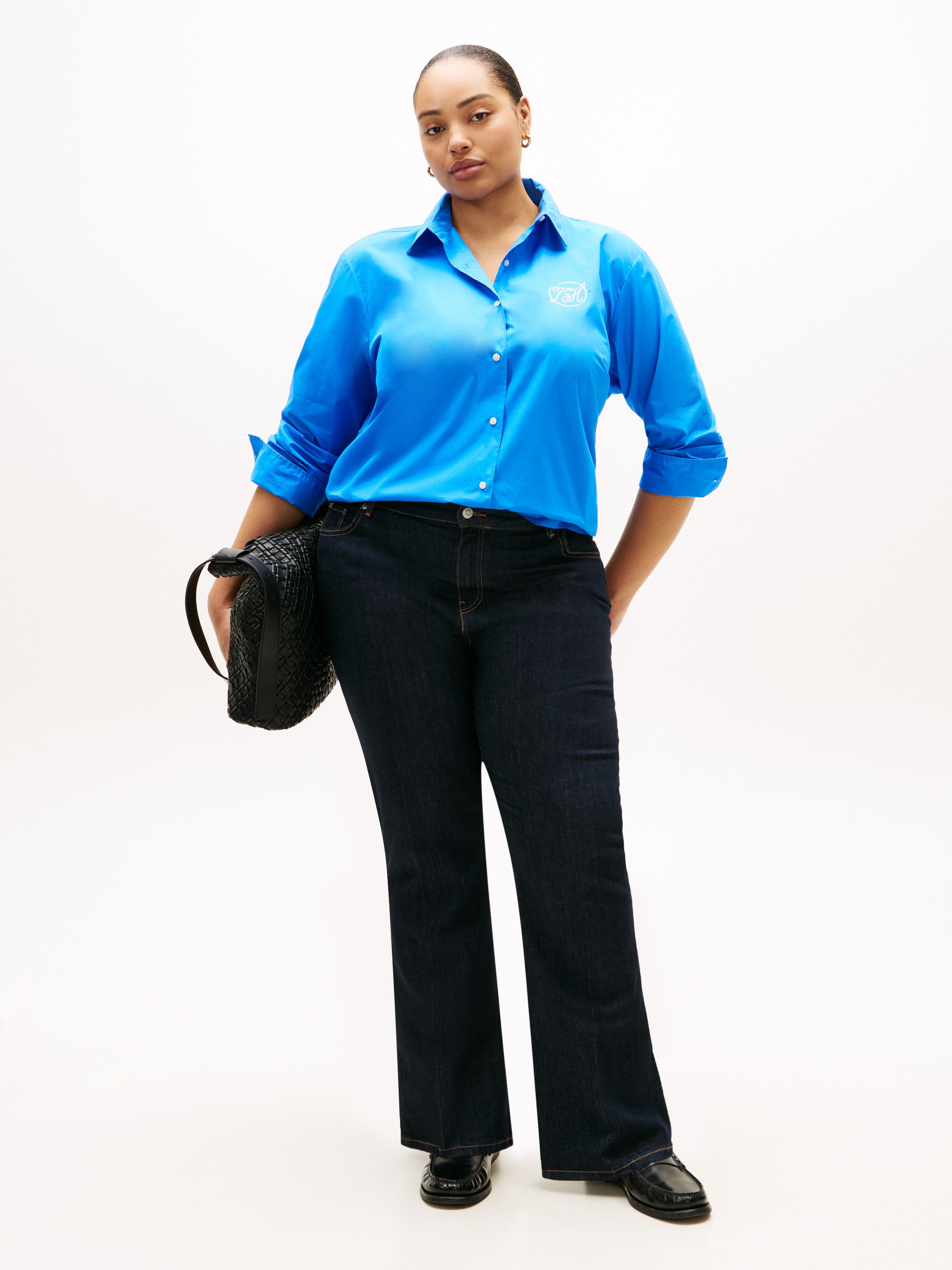 Tommy Hilfiger Curve Hemdbluse CRV COTTON EASY SHIRT in großen Größen, Baumwolle