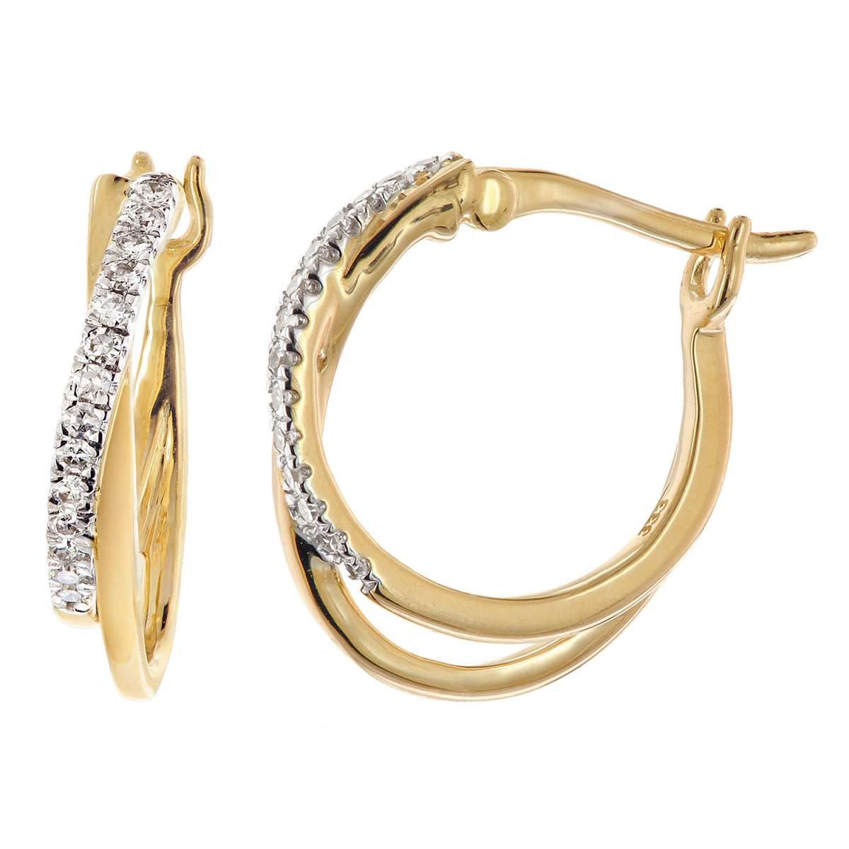 Glizz Paar Creolen GL1271, für Damen 333 Gold mit natürlichen Diamanten