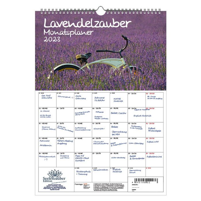 Seelenzauber Wandkalender Lavendelzauber Planer DIN A3 - Kalender für 2023 Lavendel - Seelenzaub