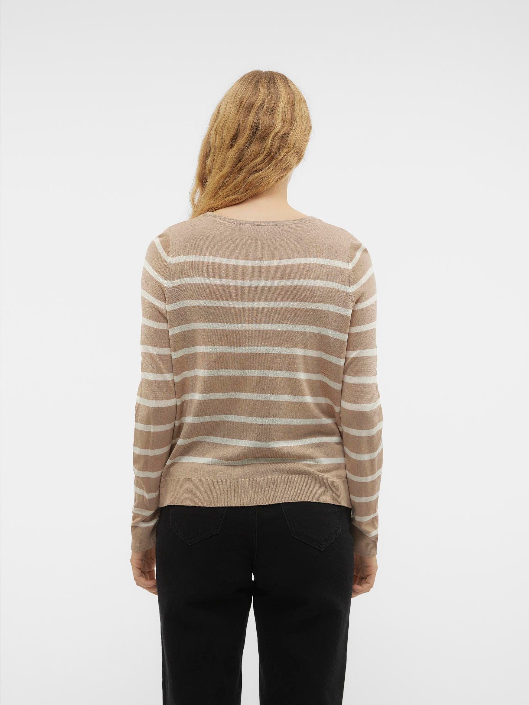 Vero Moda Strickpullover Weicher Feinstrick Rundhals Streifen VMNOVA VMNOVA LS O-NECK PULLOVER GA NOOS