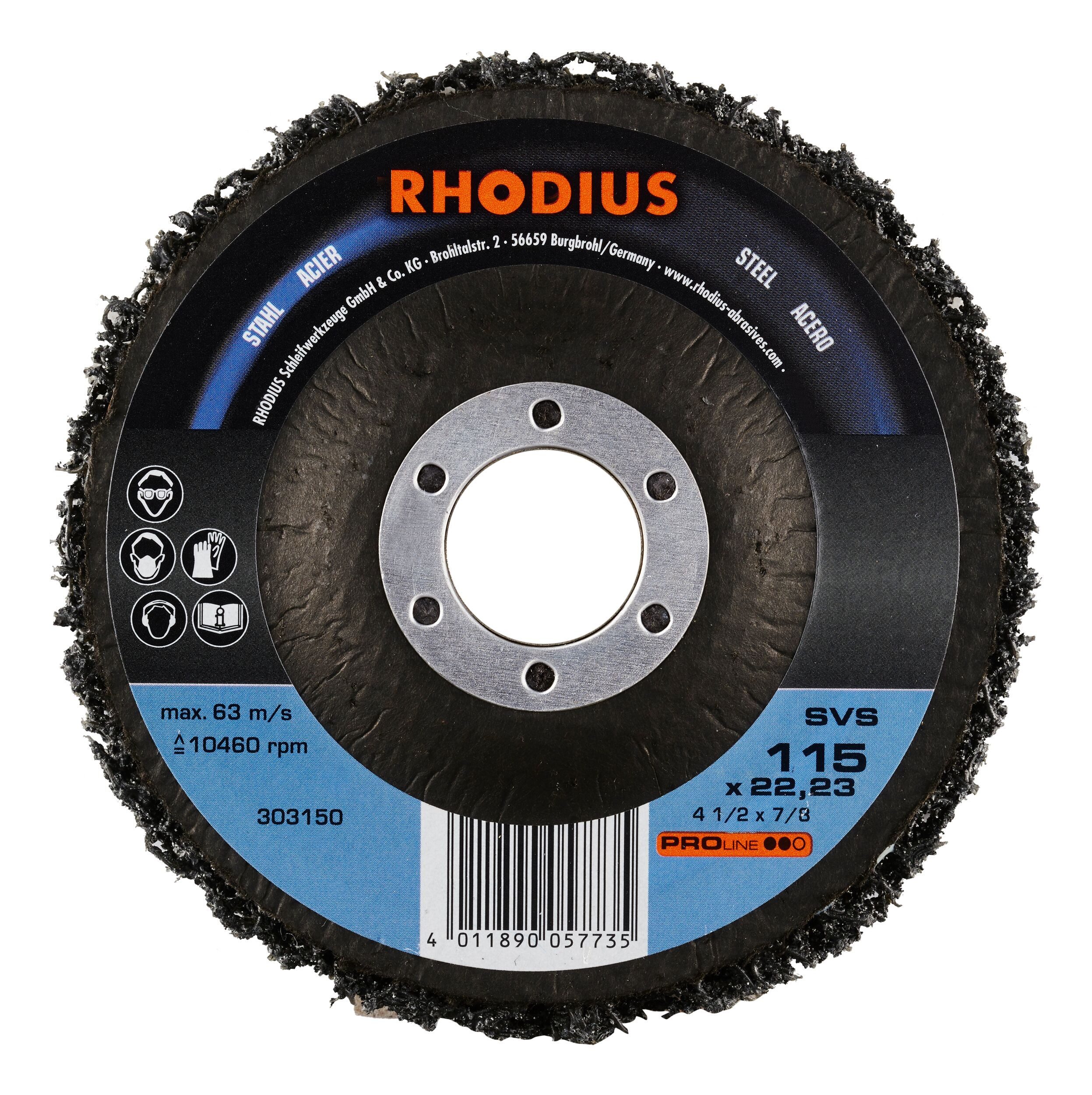 Rhodius Schleifpapier PROline PW, PROline SVS Reinigungsvlies - 115 x 22,23 mm