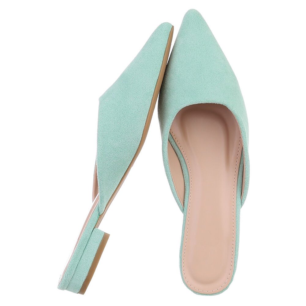 Ital-Design Elegante Slipper aus Wildlederimitat für Damen Pantolette (89372390) Blockabsatz Pantoletten in Hellgrün