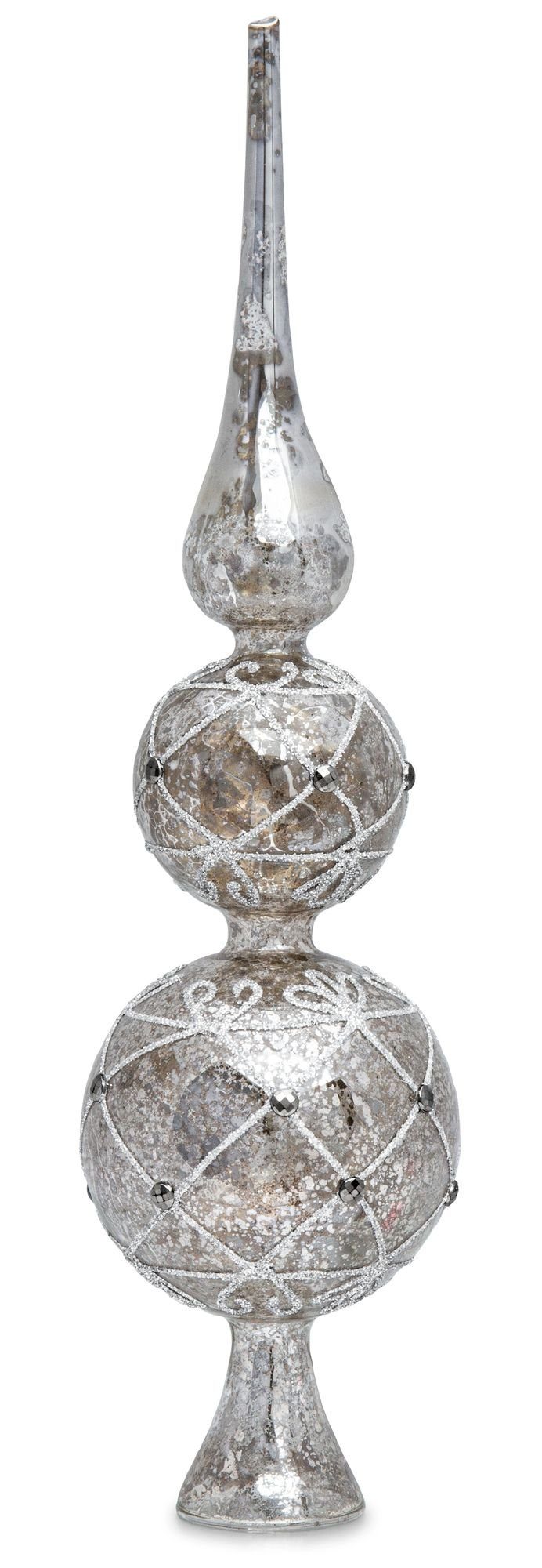 SIKORA Christbaumschmuck Baumspitze aus irisierendem Klar Glas Spitze antik silber - SP4S, Sikora-Besonderer Christbaumschmuck für ein sinnliches Weihnachtsfest
