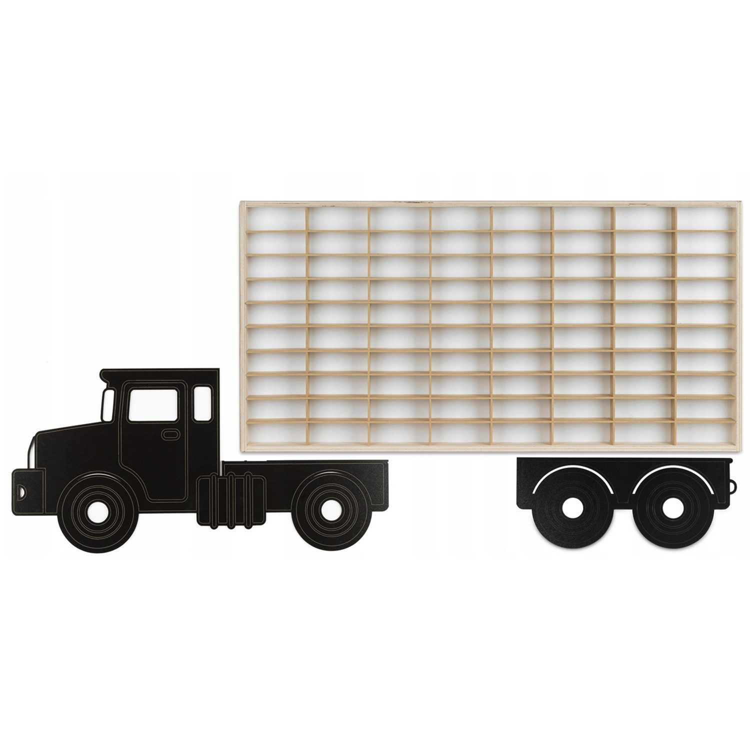 ART TWIST HOME Wandregal Modellauto Display-Regal 80 Fächer 1:64 Autos Holz 78x40cm Wand, Sammelvitrine TIR Schwarz Setzkasten Aufbewahrung Kinderzimmer