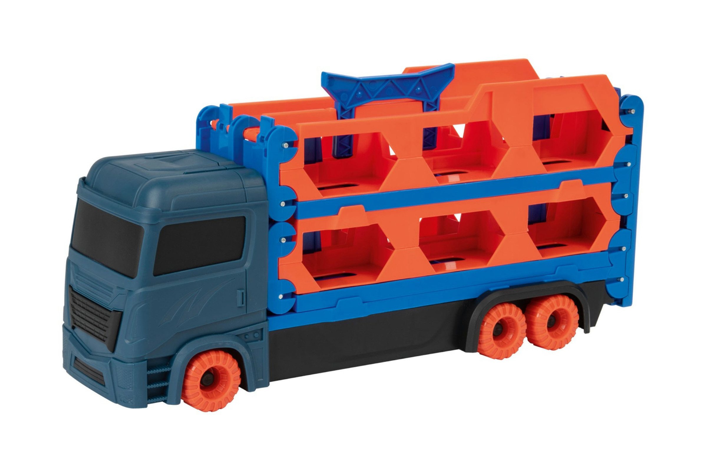 Playtive Spielzeug-Auto Playtive Racers Autotransporter mit Rennstrecken-Set 460514, (Fahrzeug-Set, 4-tlg)