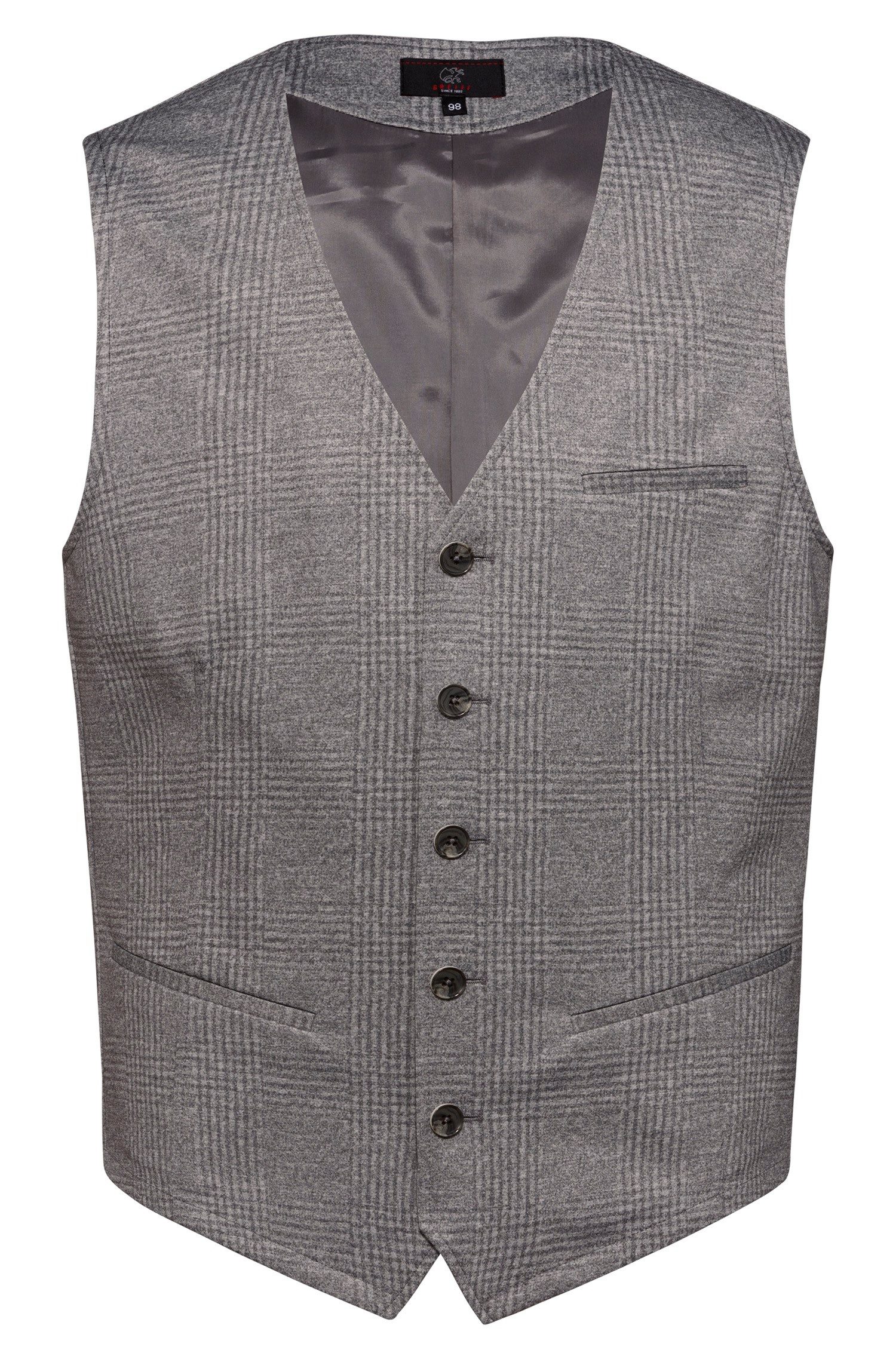 GREIFF Jerseyweste Greiff CASUAL Herren Jerseyweste Regular-Fit Hellgrau Glencheck