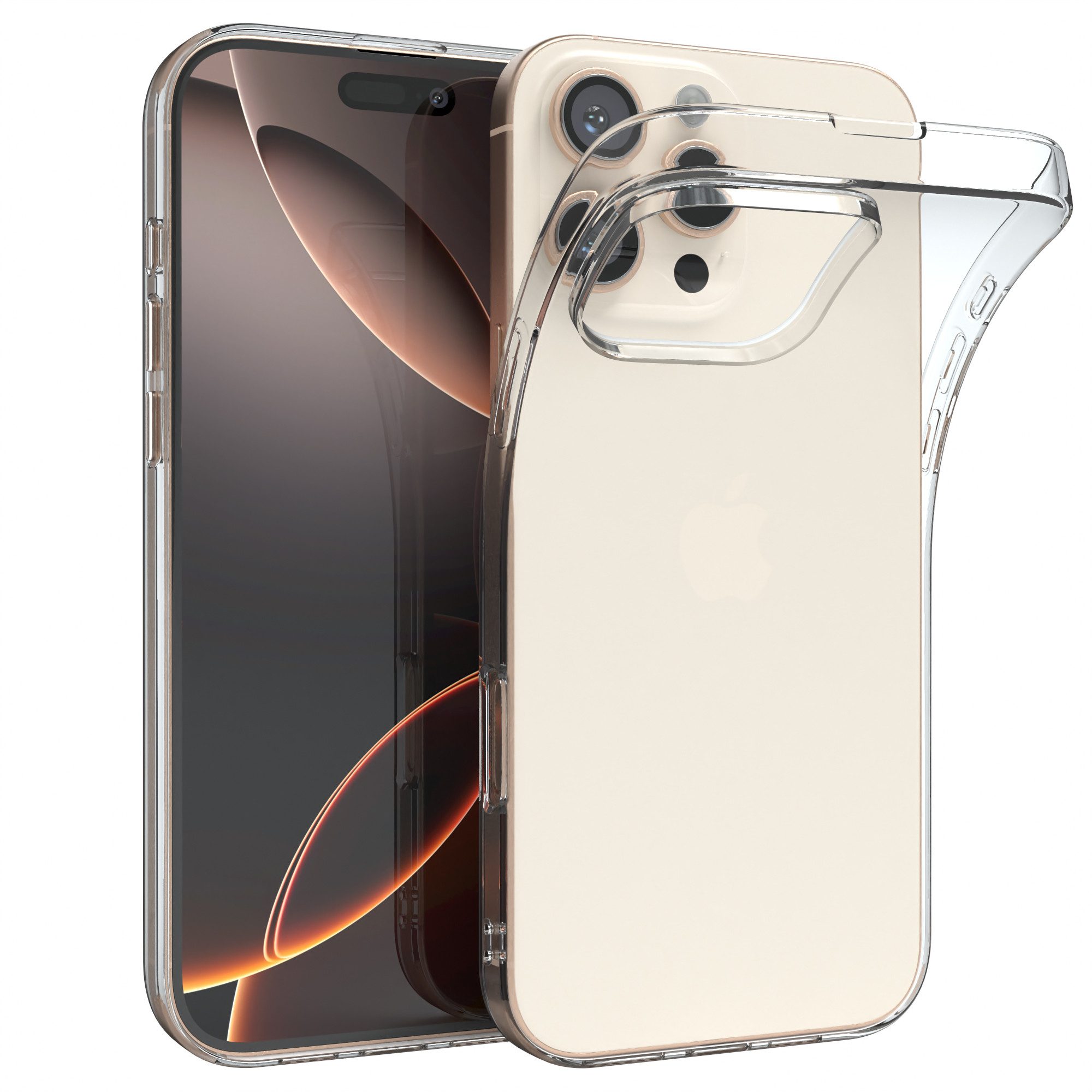 EAZY CASE Handyhülle für iPhone 16 / 16 Plus / 16 Pro / 16 Pro Max / 16e Case 6,9 Zoll, durchsichtige Hülle Ultra Dünn Silikon Backcover TPU Telefonhülle Klar