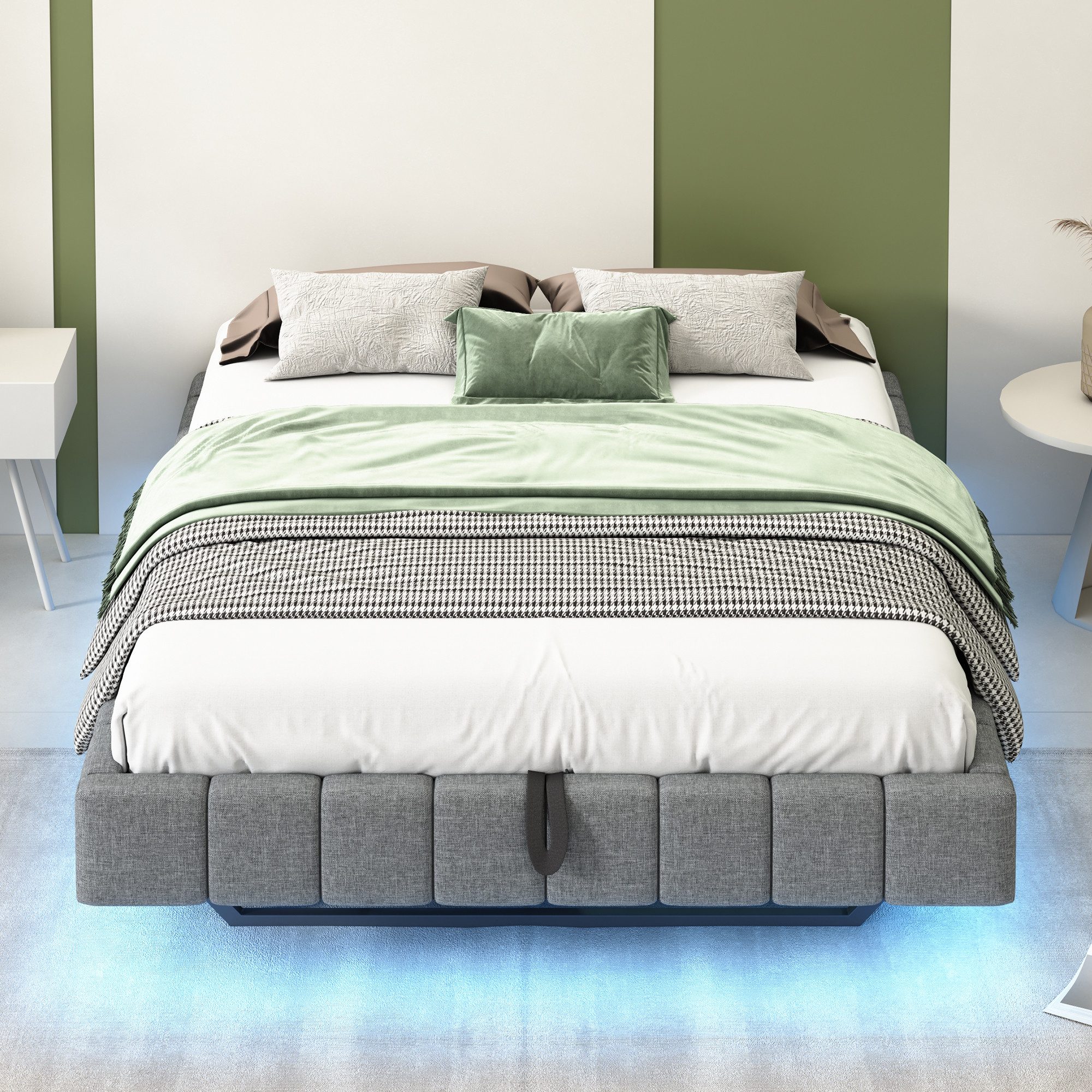 Merax Polsterbett schwebendes Design mit LED-Lichtleiste günstig online kaufen