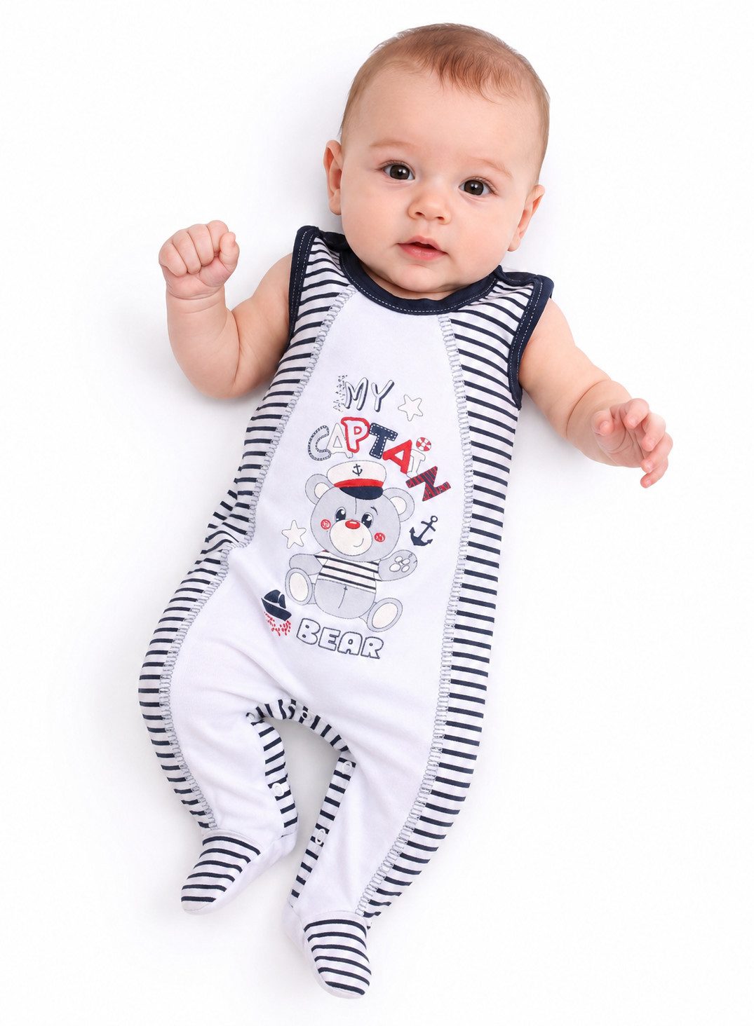 La Bortini Strampler Baby Einteiler Stramplerhose in gestreift Anzug für Neugeborene (Einteiler, für Neugeborene Jungen) aus Baumwolle, 44 50 56 62 68 74 80