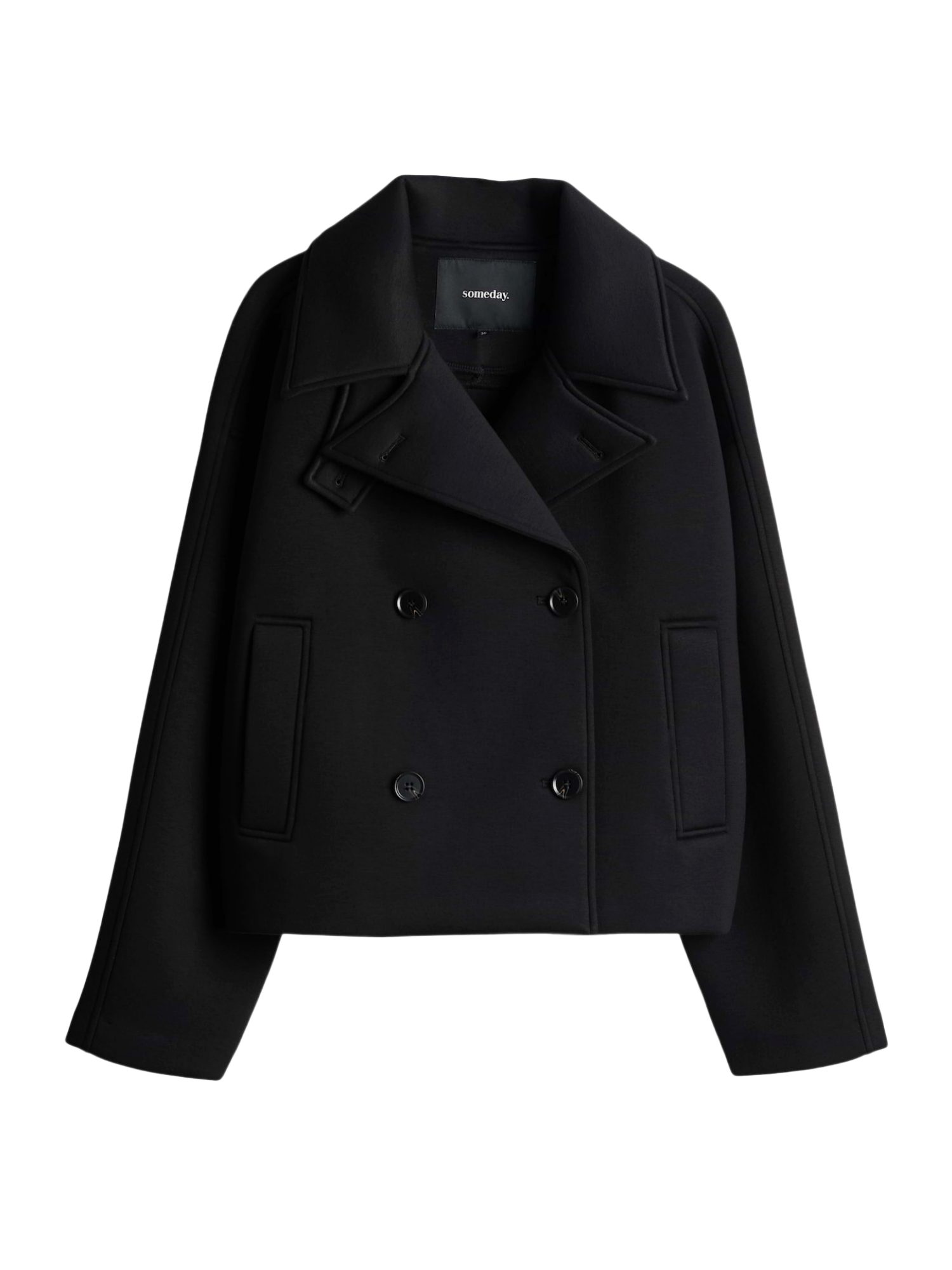 someday Kurzjacke schwarz,Outdoor,Viskose,Unifarben,Reverskragen,Lang,Weit
