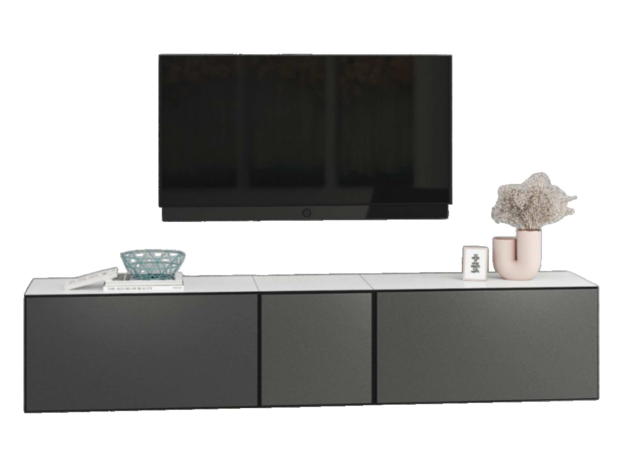 moebel-dich-auf Lowboard VARIANTO 3 (3 tlg., 190 cm breit, TV-Board bestehend aus 2x Schränken mit Klappe und 1x Schrank mit Tür), stehend und hängend