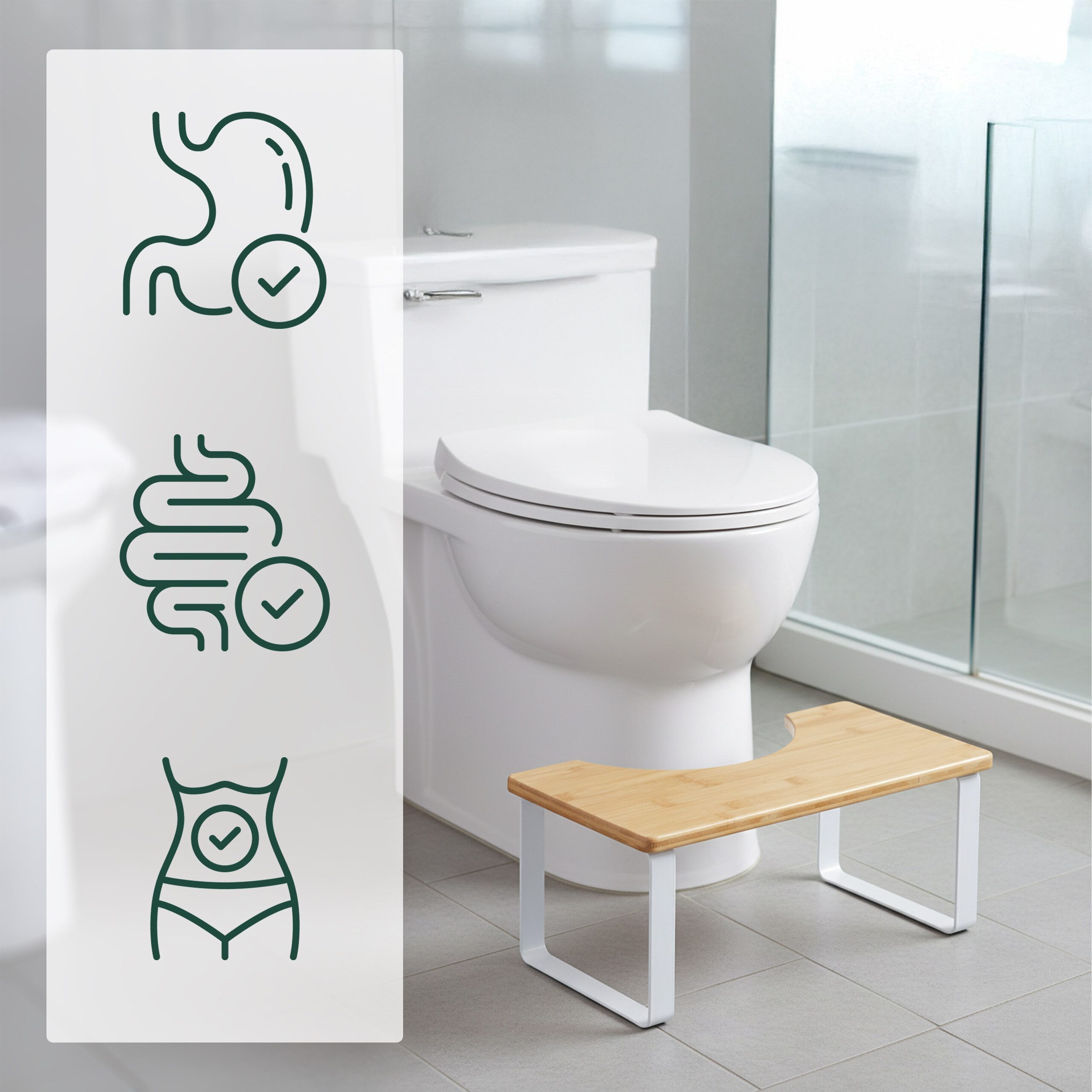 relaxdays Badhocker Toilettenhocker Bambus & Metall (1 St) – Bild 3 von 5