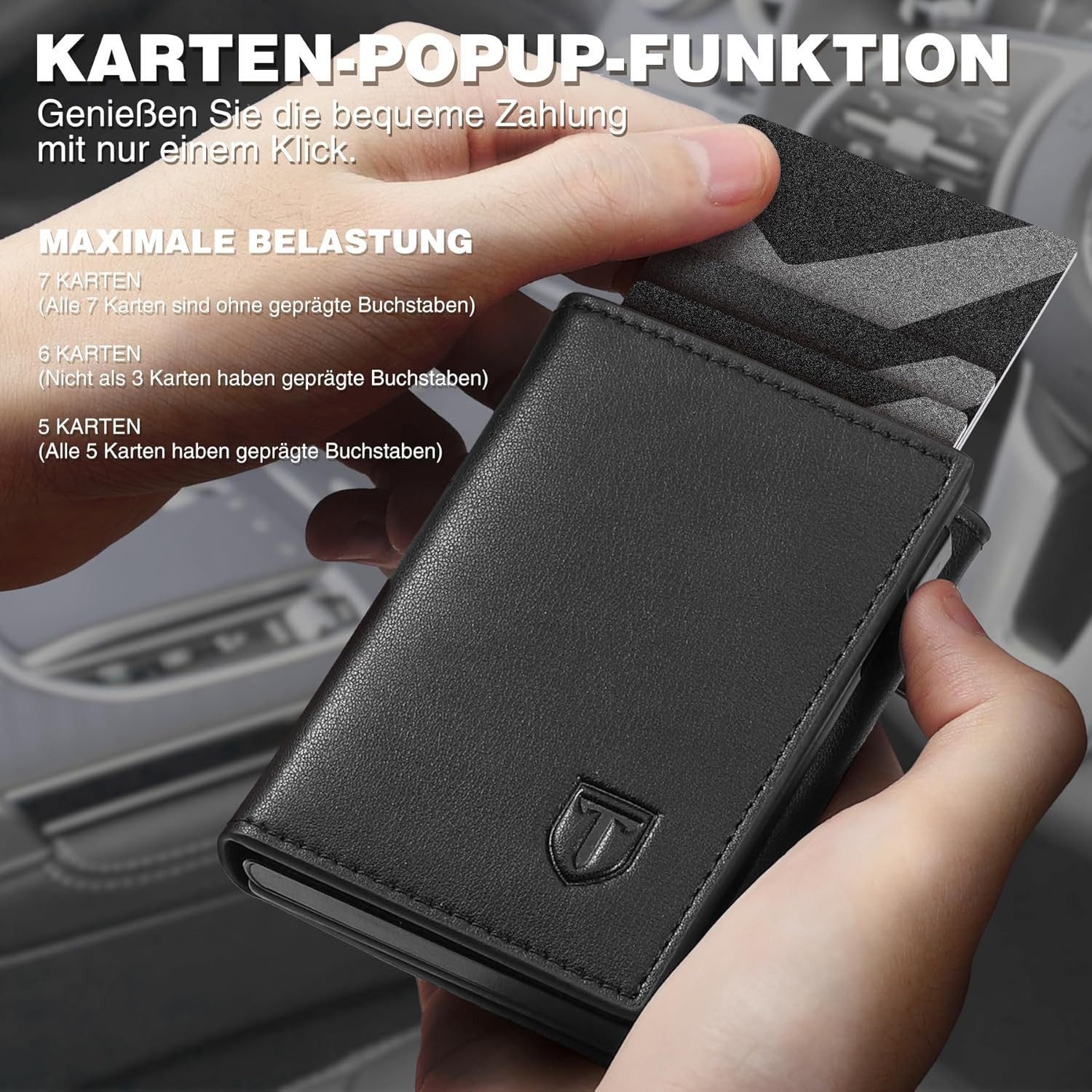 TEEHON Geldbörse Herren Portmonee Herren mit Münzfach & RFID Schutz (1-tlg., Leder Portmonee Slim Wallet Geldbeutel, 10 Fächer für Kreditkarten), Magnetischer W – Bild 4 von 5