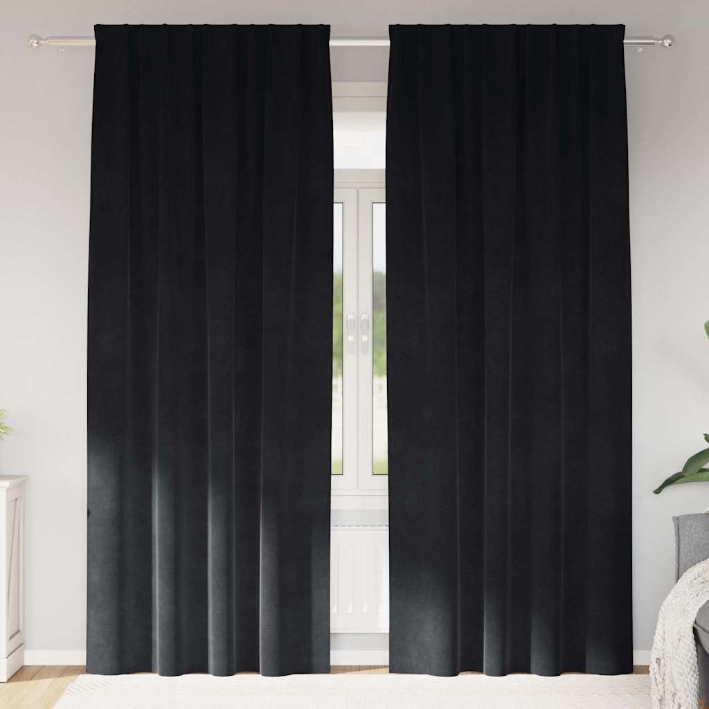 vidaXL Vorhang Verdunkelungsvorhänge 2 stk. Schwarz 140 x 260 cm Samt (2 St), Samt