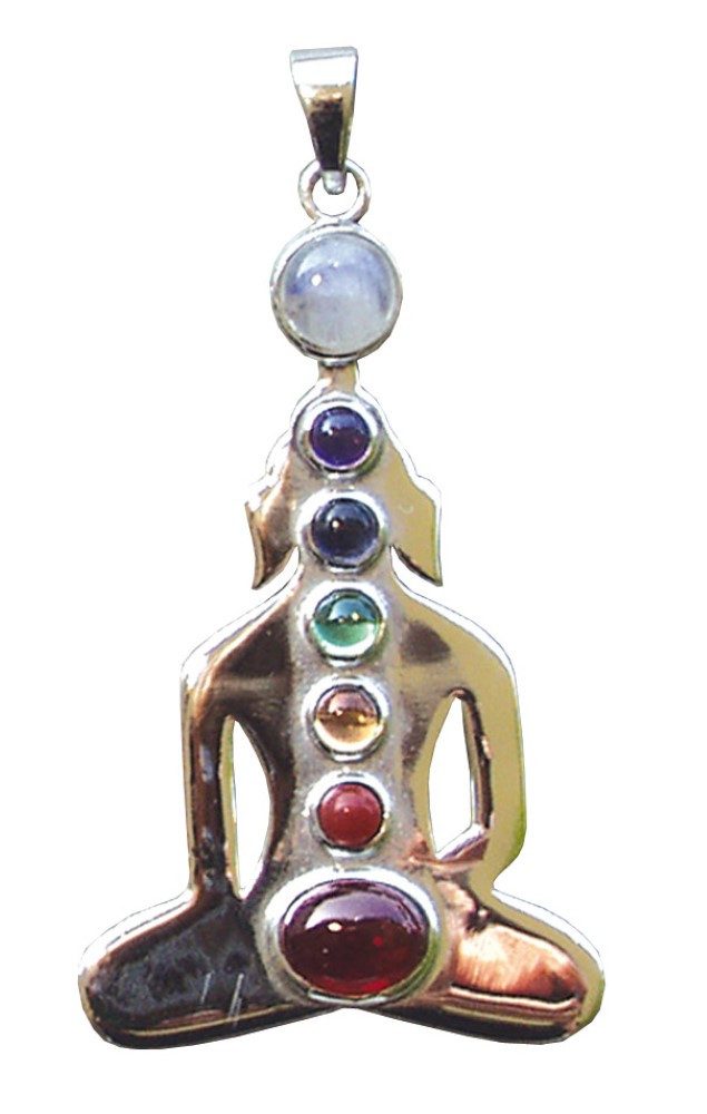 Saraswati Amulett Anhänger "Chakra-Buddha" 7 Halbedelsteine Messing 8,0g