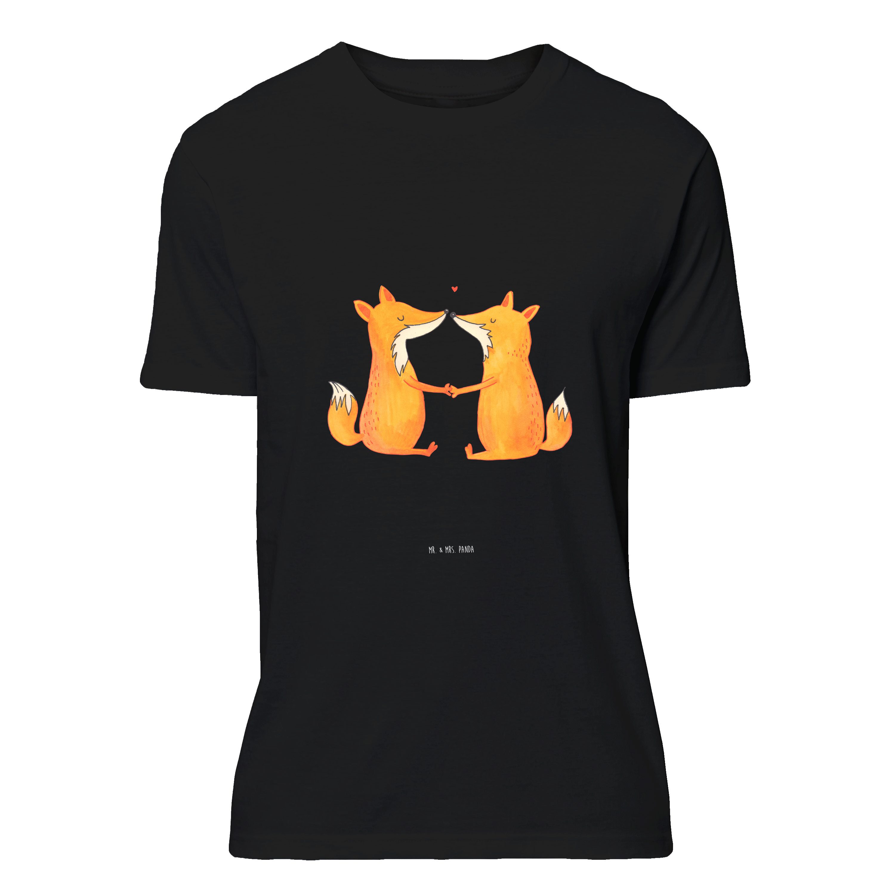 Mr. & Mrs. Panda T-Shirt Füchse Liebe - Schwarz - Geschenk, Fuchs, Verlobte, Frauen, Shirt, T- (1-tlg)