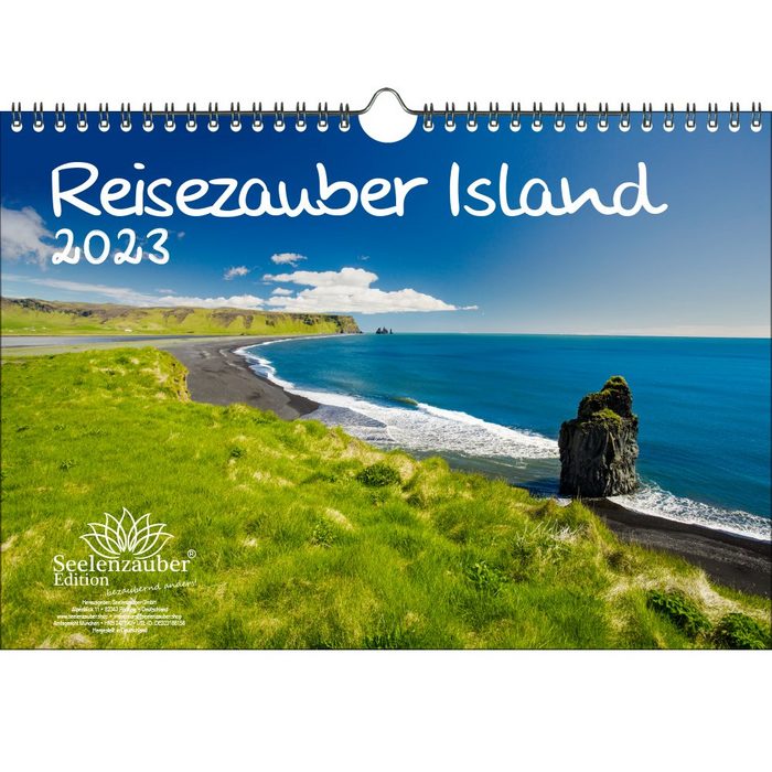 Seelenzauber Wandkalender Reisezauber Island DIN A4 Kalender für 2023 Island Stadt und Land -