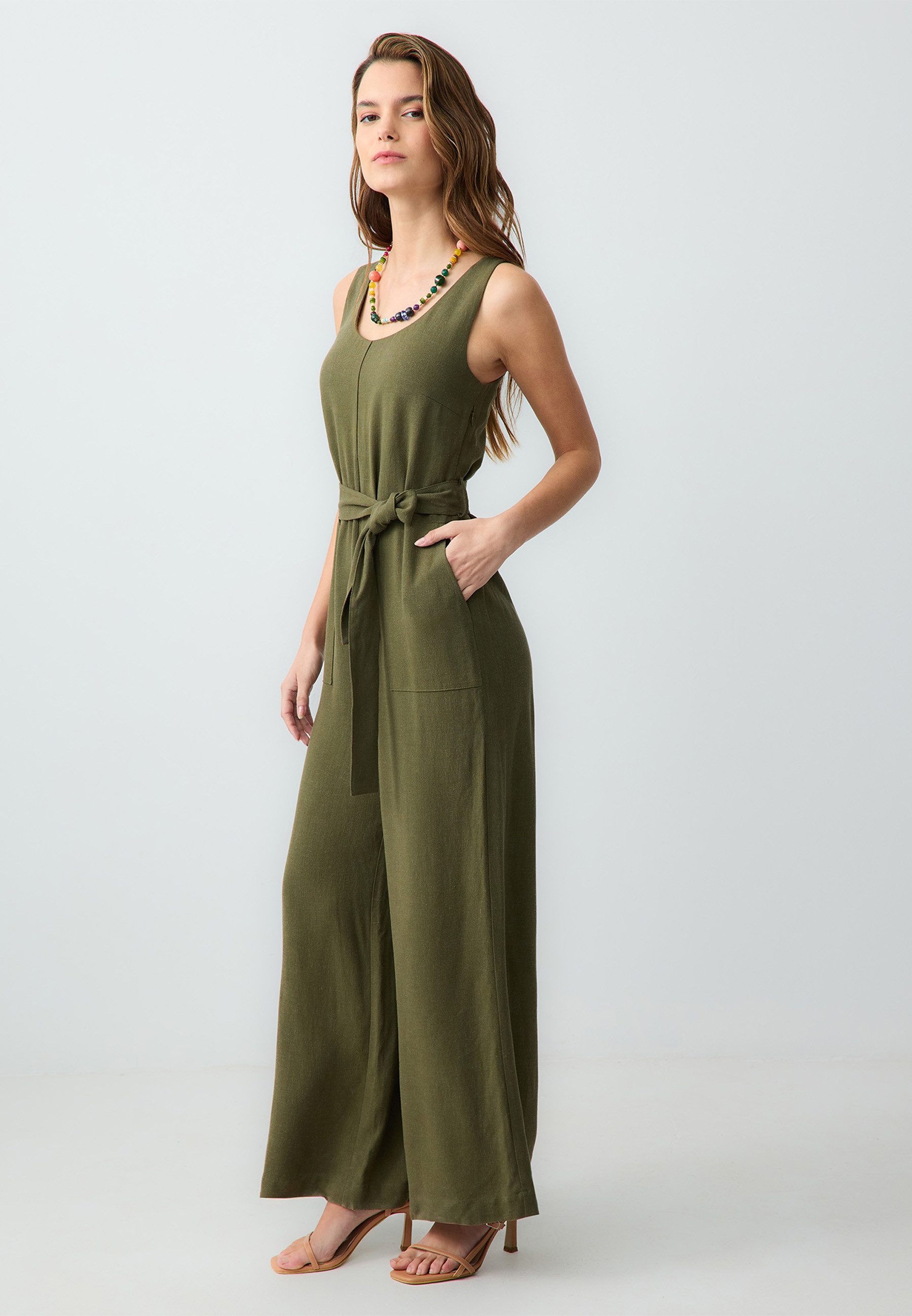 Jimmy Key Jumpsuit Gewebter Khaki-Overall günstig online kaufen
