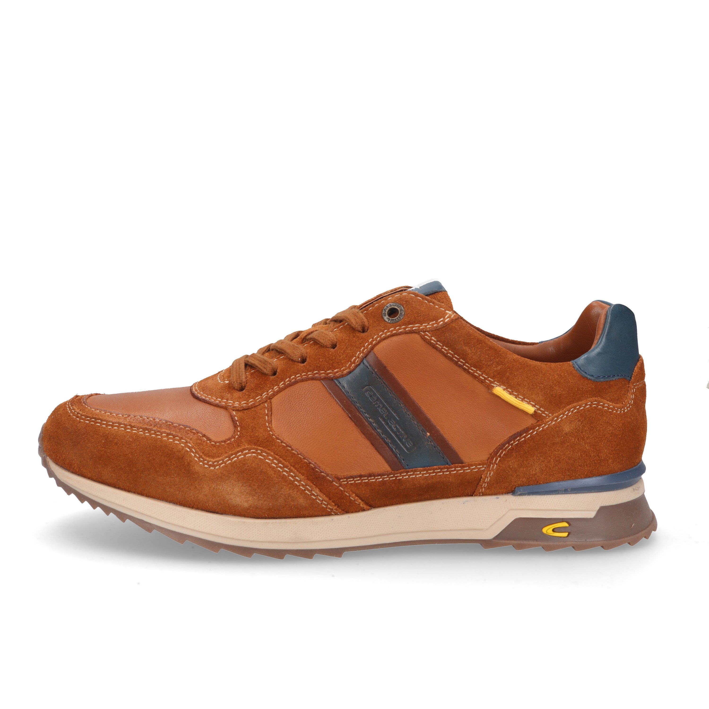 camel active Low Cut Split/Nappa COGNAC/BLAU Schnürschuh
