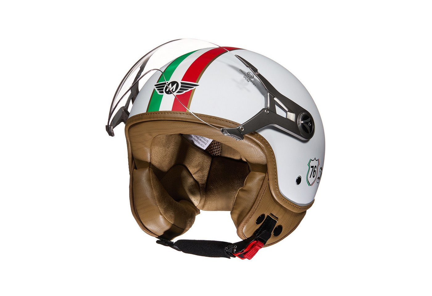 MOTO HELMETS Motorradhelm Jethelm SP325 Imola Italia, Helm für Motorrad, Roller & Vespa, Schnellverschluss, nur 1050g