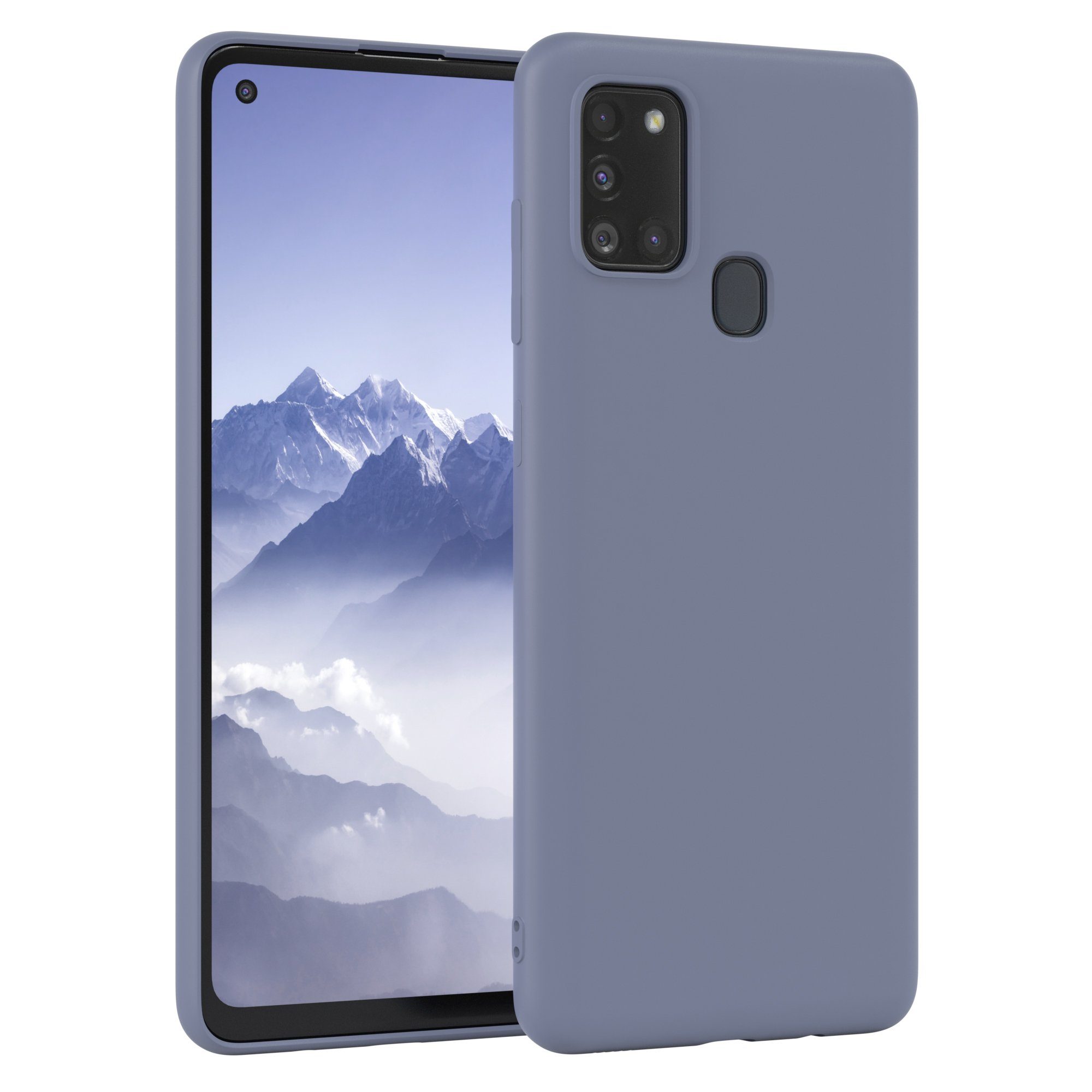 EAZY CASE Handyhülle für Samsung Galaxy A21s Hülle Silikon 6,5 Zoll, Silikon Schutzhülle mit Kameraschutz Matt Back Cover Soft Eis Blau