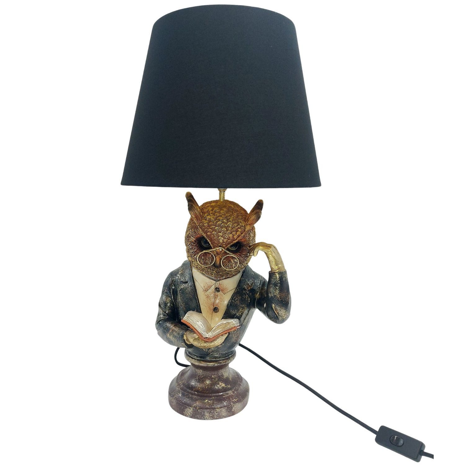 formano Tischleuchte Pop Art Tiere im Anzug, nicht enthalten, mit Stecker und Schalter, Mehrfarbig, Eule, H: 56cm