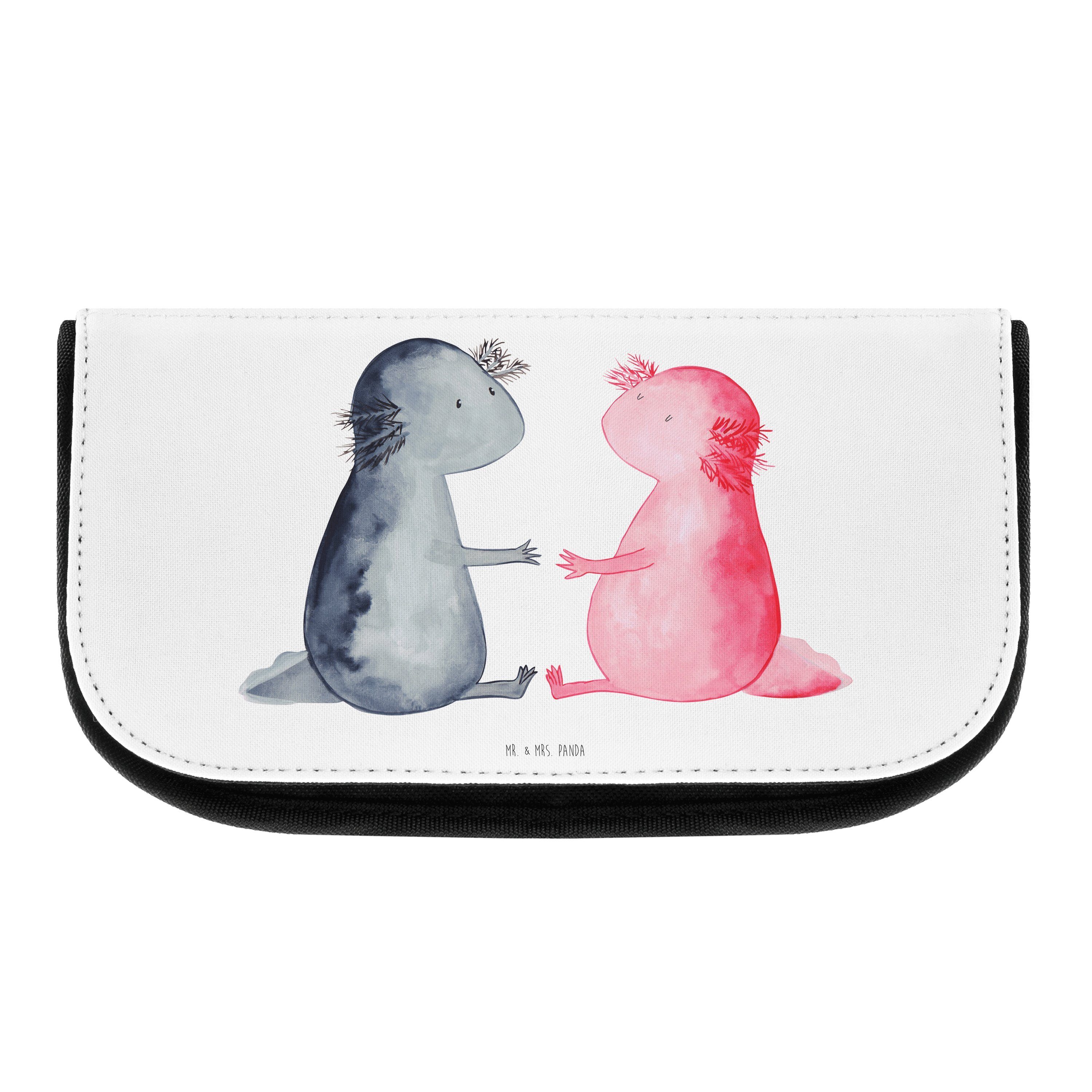 Mr. & Mrs. - Geschenk, Kulturbeut - Kosmetiktasche Panda Axolotl Weiß Liebe Jahrestag, (1-tlg) Schminktasche