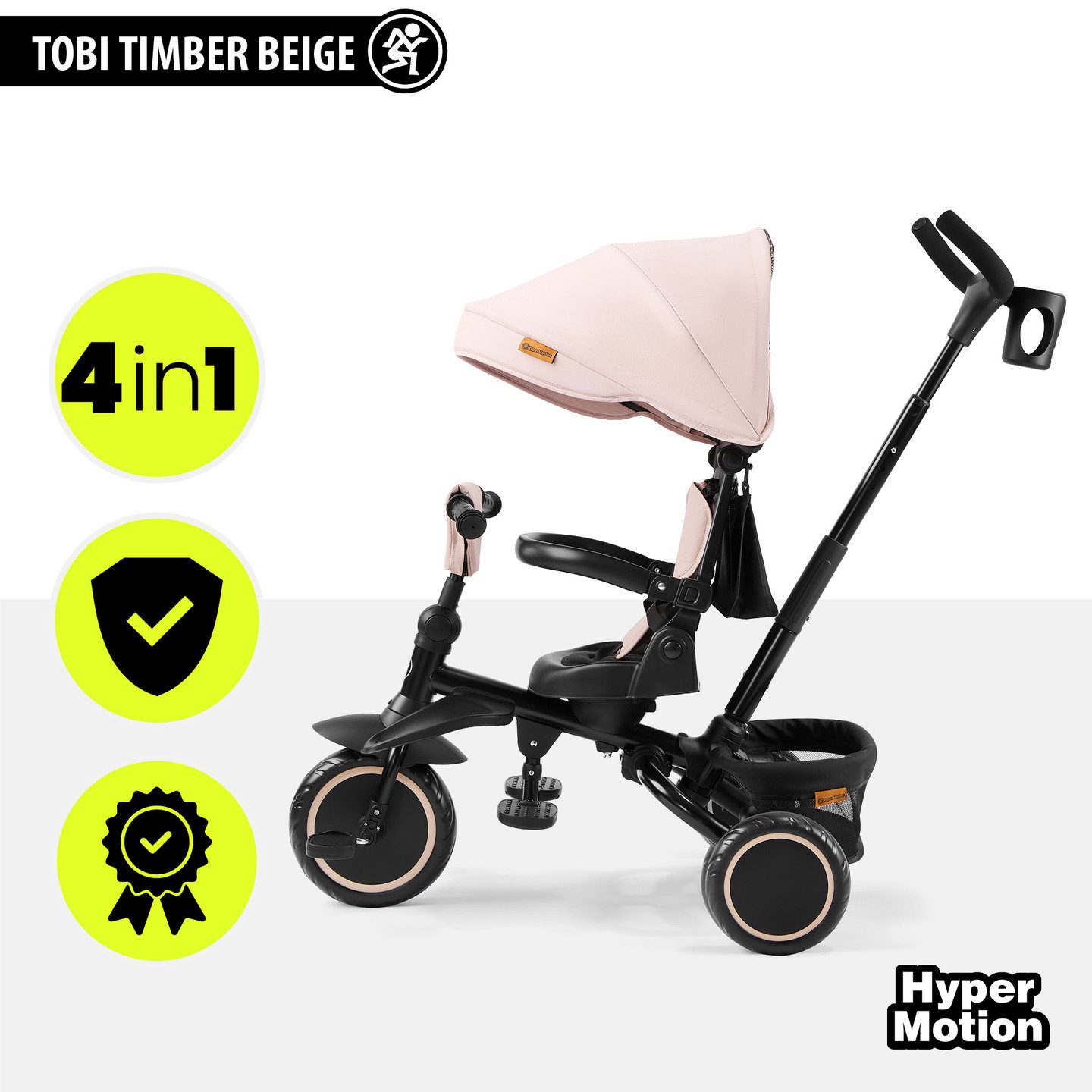 HyperMotion Kinderfahrrad HyperMotion Tobi Timber Dreirad beige, klappbar, ab 1 Jahr, 0 Gang