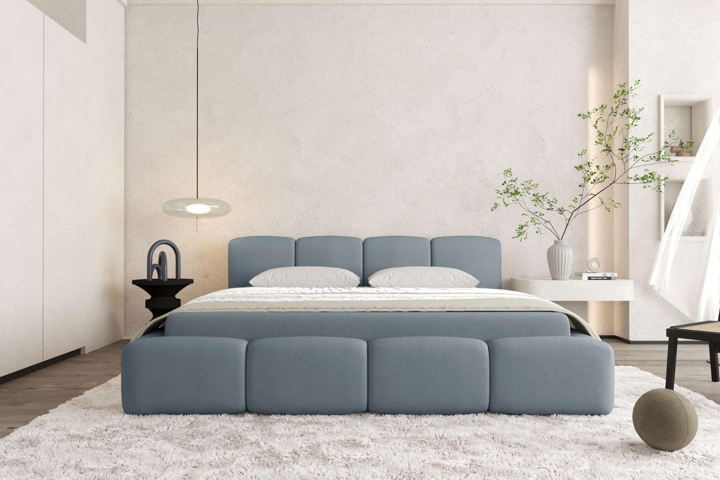99rooms Polsterbett Livia (Schlafzimmerbett, Polsterbett), 120–200x200 cm, Velours VINCI, mit Lattenrost & Bettkasten
