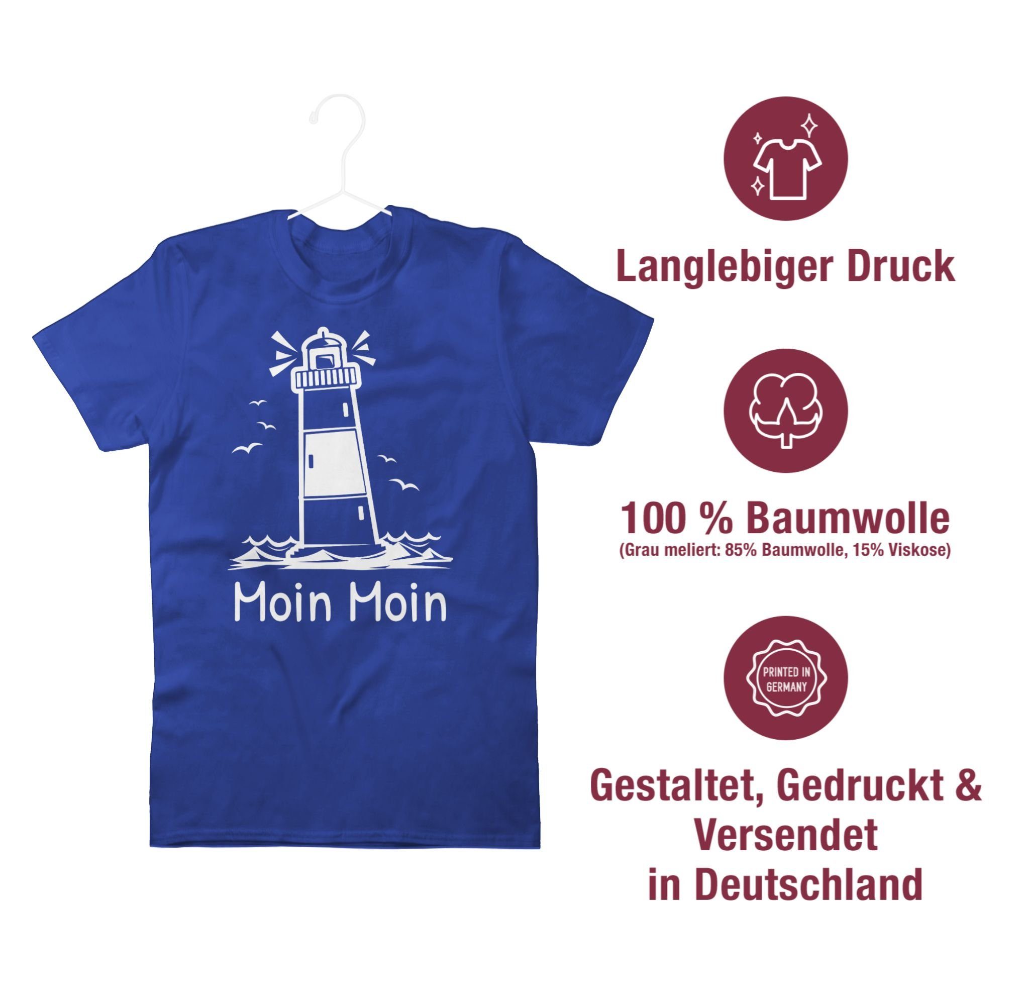 Moin Moin T-Shirt Leuchtturm 02 Royalblau Statement Shirtracer - Sprüche