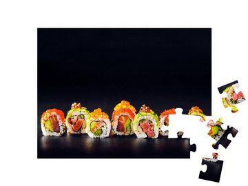 puzzleYOU Puzzle Sushi-Rollen mit rotem Kaviar, Lachs, Thunfisch, 48 Puzzleteile, puzzleYOU-Kollektionen Sushi