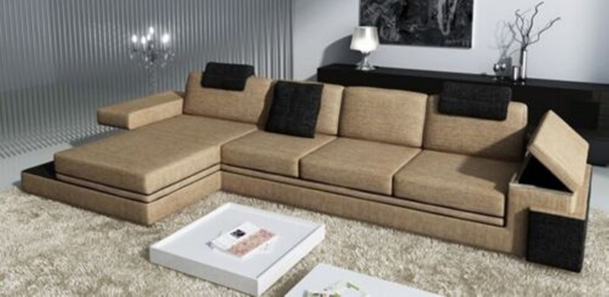 JVmoebel Ecksofa, mit Braun Polster Design Eck Garnitur USB Sofa Wohnlandschaft Ledersofa