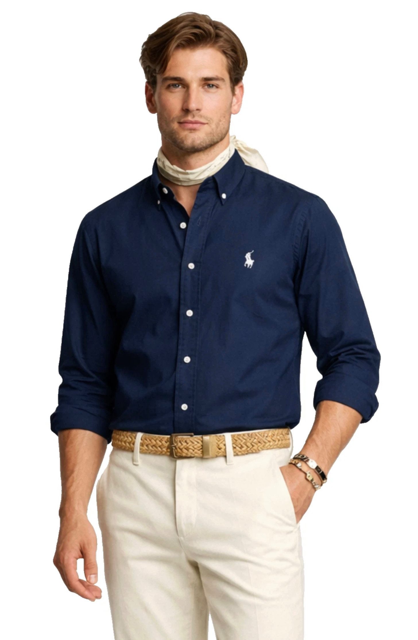Polo Ralph Lauren Langarmhemd Herren Hemd Custom Slim Fit Oxford Navy Button-Down Geteilte Rückenpasse, gesticktes Pony-Logo auf der Brust