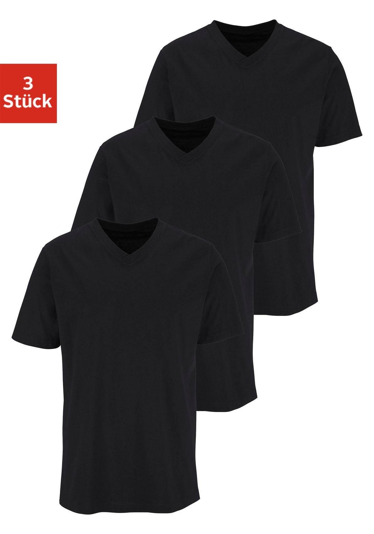 H.I.S T-Shirt mit V-Ausschnitt, V-neck, Unterziehshirt (3er-Pack) unifarben günstig online kaufen