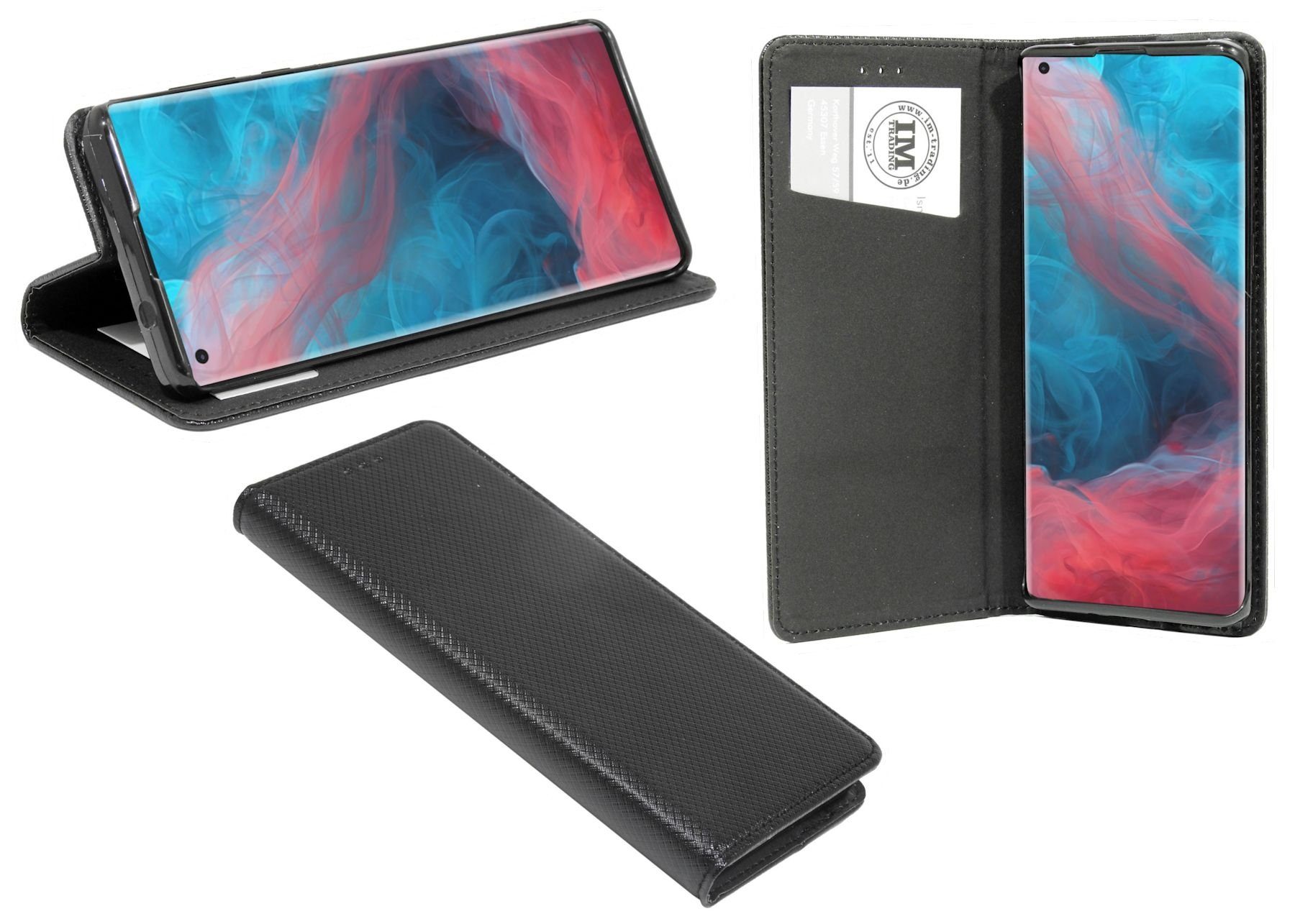cofi1453 Handyhülle Hülle Tasche für Motorola Moto Edge+, Kunstleder Schutzhülle Handy Wallet Case Cover mit Kartenfächern, Standfunktion Schwarz
