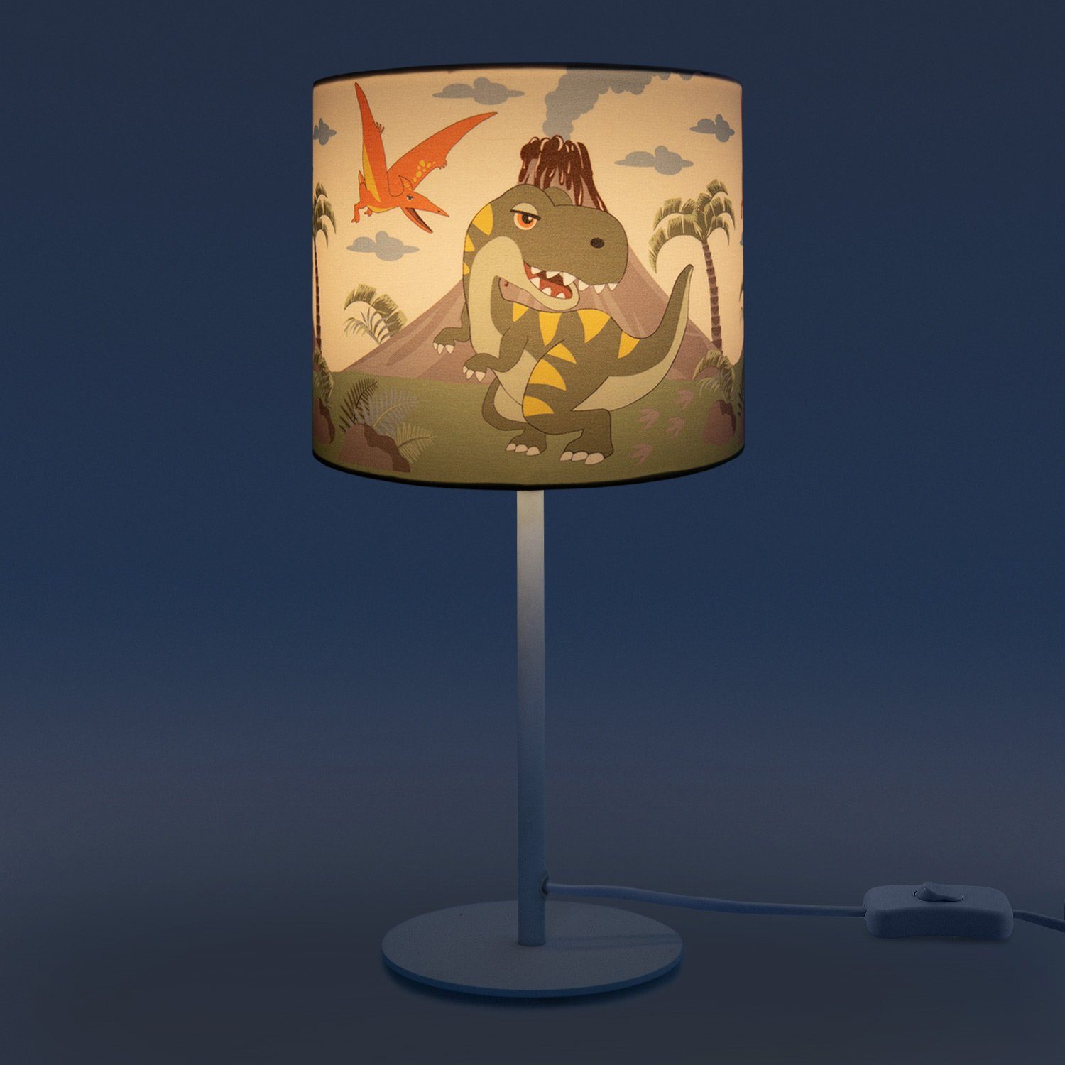 Paco Home Tischleuchte Lampe ohne LED Kinderlampe E14 Leuchtmittel, Tischleuchte 636, Dinosaurier, Diamond Kinderzimmer