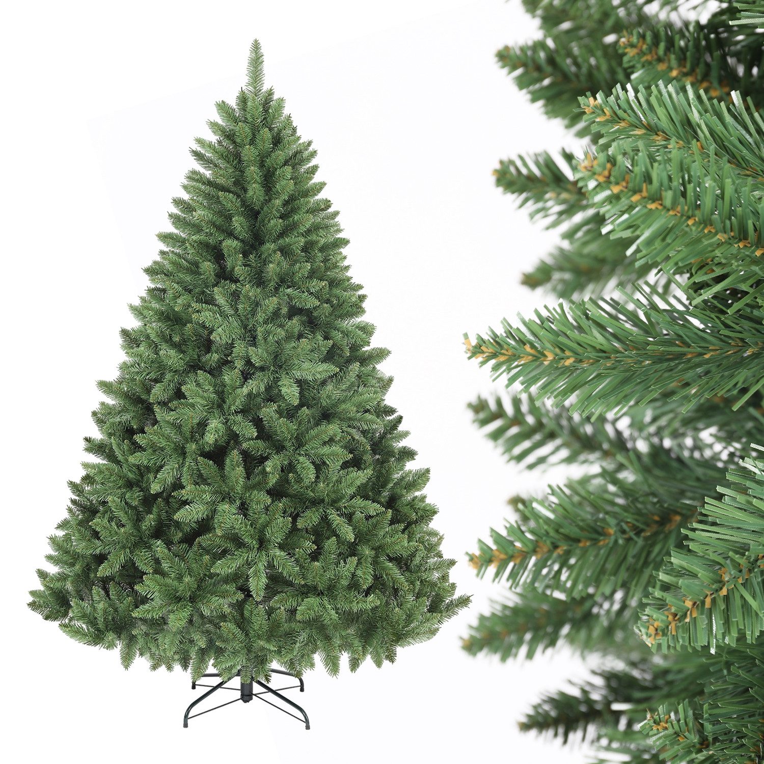 Salcar Künstlicher Weihnachtsbaum PVC Künstlicher Weihnachtsbaum mit Weihnachtsbaumständer Tannenbaum, Nordmanntanne, 120 cm hoch, 86 cm Durchmesser und 290 Spitzen