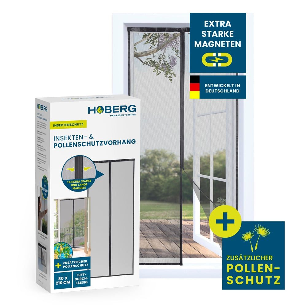 Hoberg Insektenschutz-Vorhang Insekten- & Pollenschutzvorhang für Wohnwagen 60x210cm, (1-St), magnetisch mit Schutz vor Pollen, Fliegen, Wespen etc.