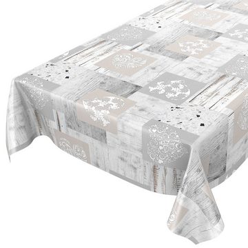 ANRO Tischdecke Tischdecke Wachstuch Retro Grau Robust Wasserabweisend Breite 140 cm, Glatt