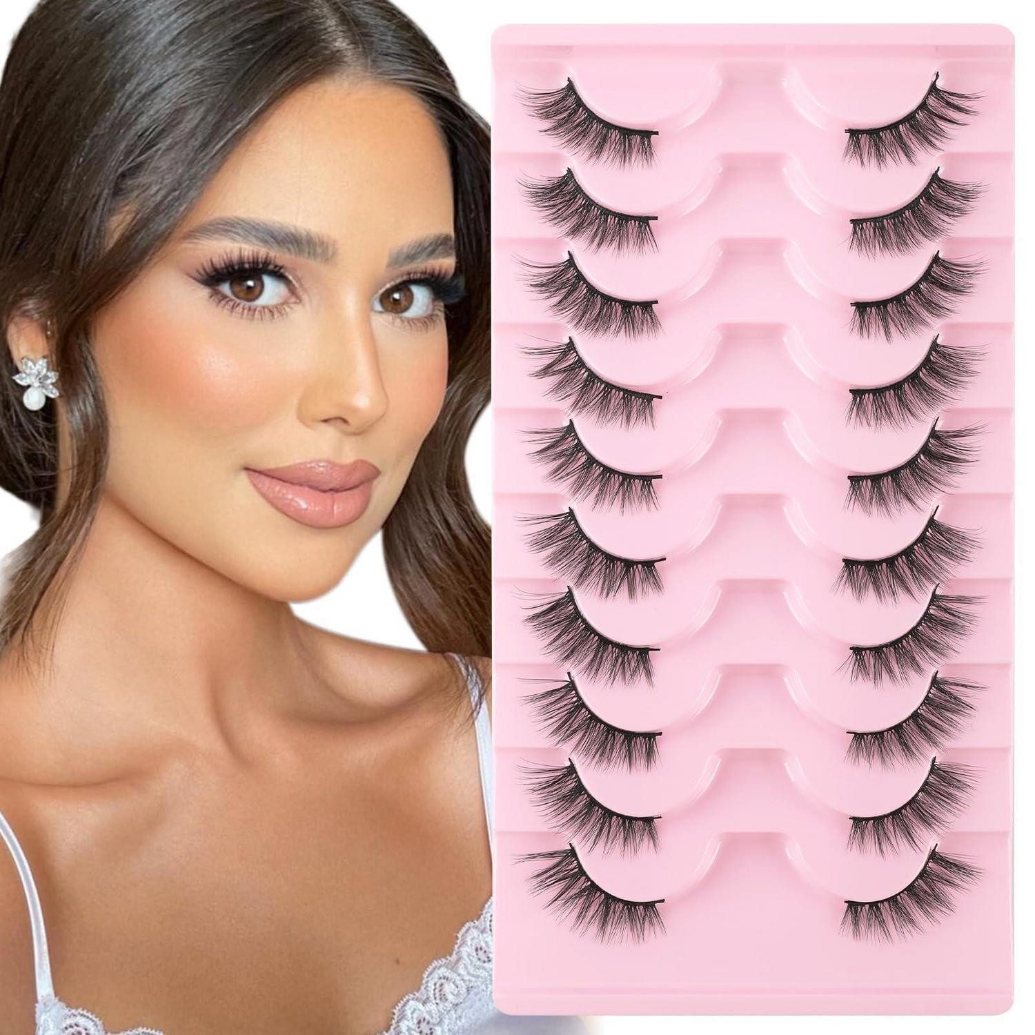 LuxusKollektion Bandwimpern Halbe Wimpern Cat Eye Natur 10 Paar