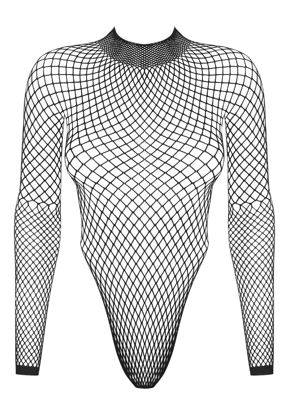 Obsessive Stringbody Langarm Netz-Body - schwarz (1-tlg) transparent, Rückenfrei