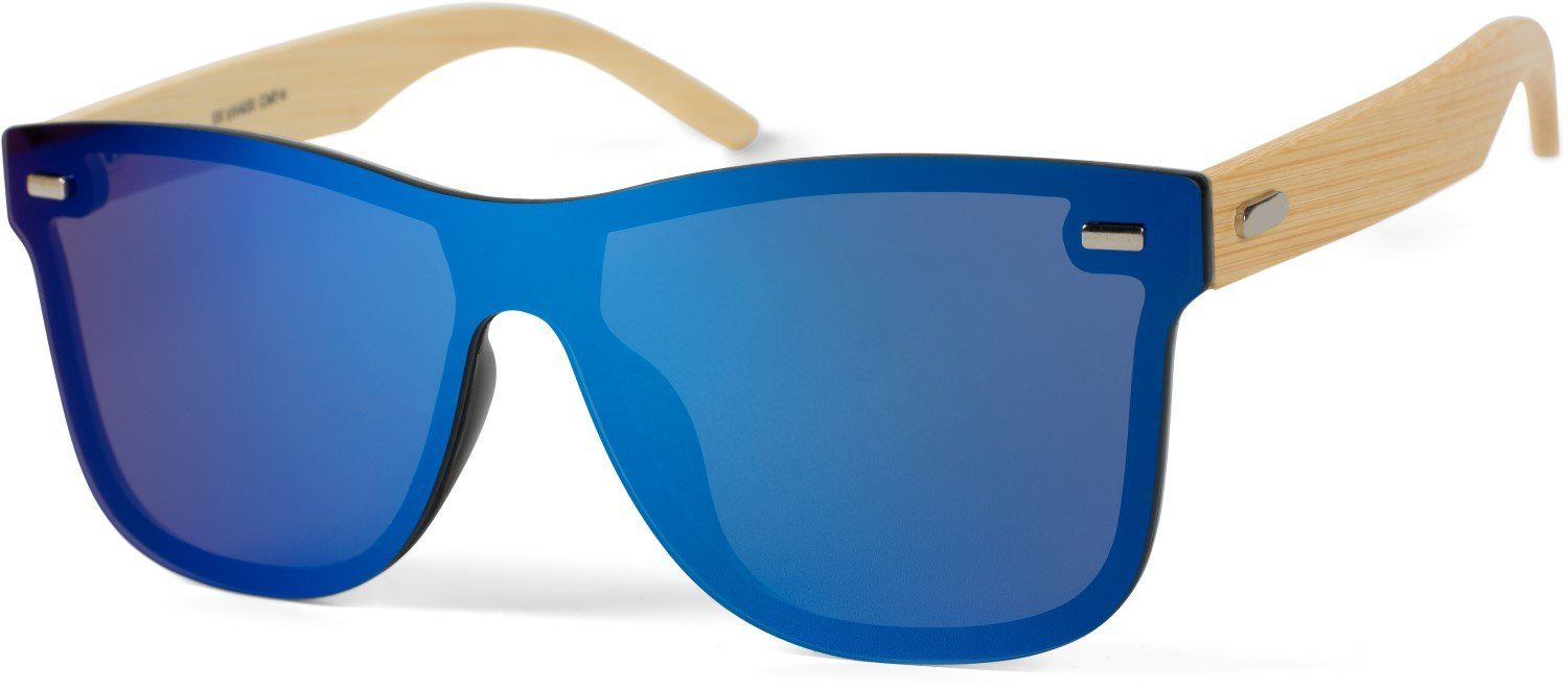 Sonnenbrille Glas styleBREAKER Verspiegelt Gestell (1-St) Blau verspiegelt / Hellbraun