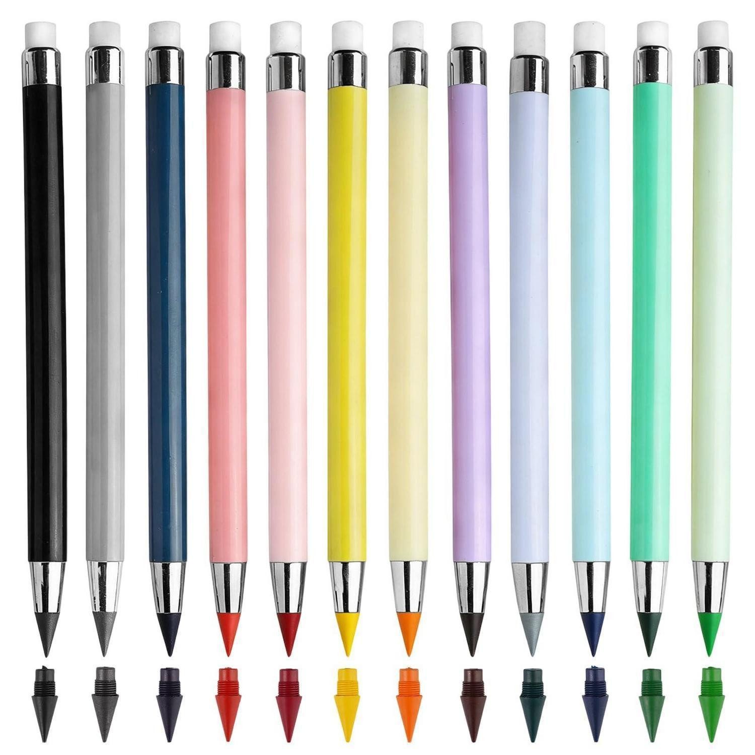 LuxusKollektion Bleistift Buntstifte Set 12 Stk. ohne Anspitzen mit Ersatzminen