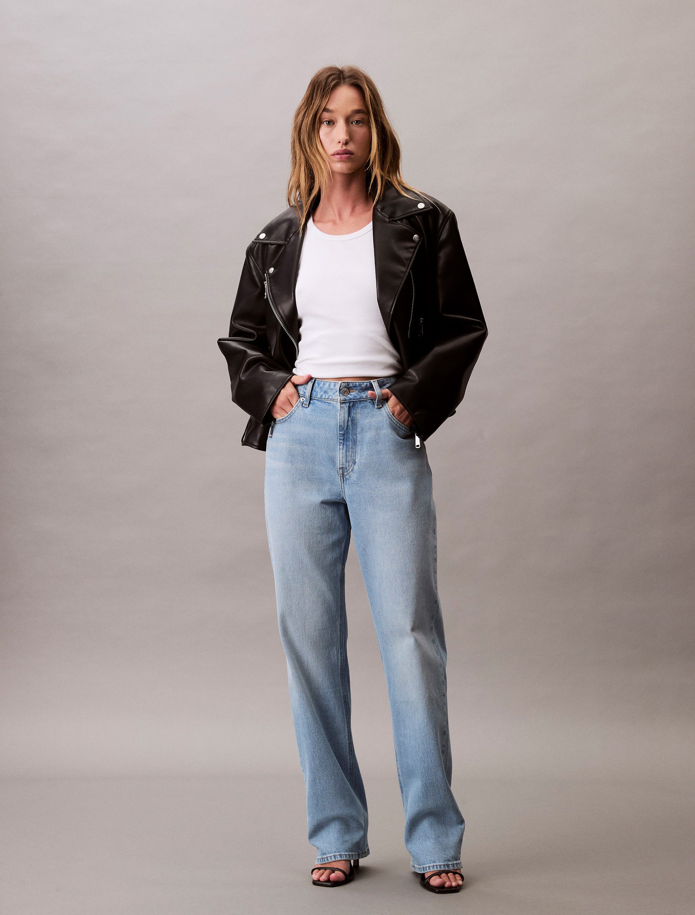 Calvin Klein Jeans Skinny-fit-Jeans HIGH RISE STRAIGHT LT CAPE Mit Gürtelschlaufen