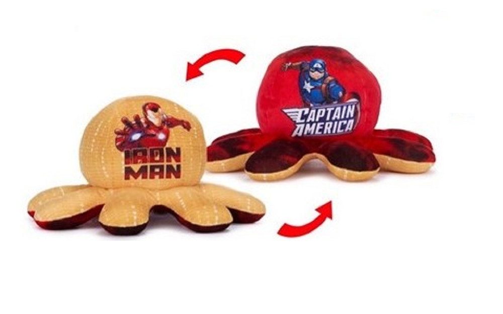 MARVEL Kuscheltier Oktopus Reversible 30 cm Kuscheltier Wende Plüschtier Octopus Marvel (1-St), Octopus Marvel Iron Man Captain America