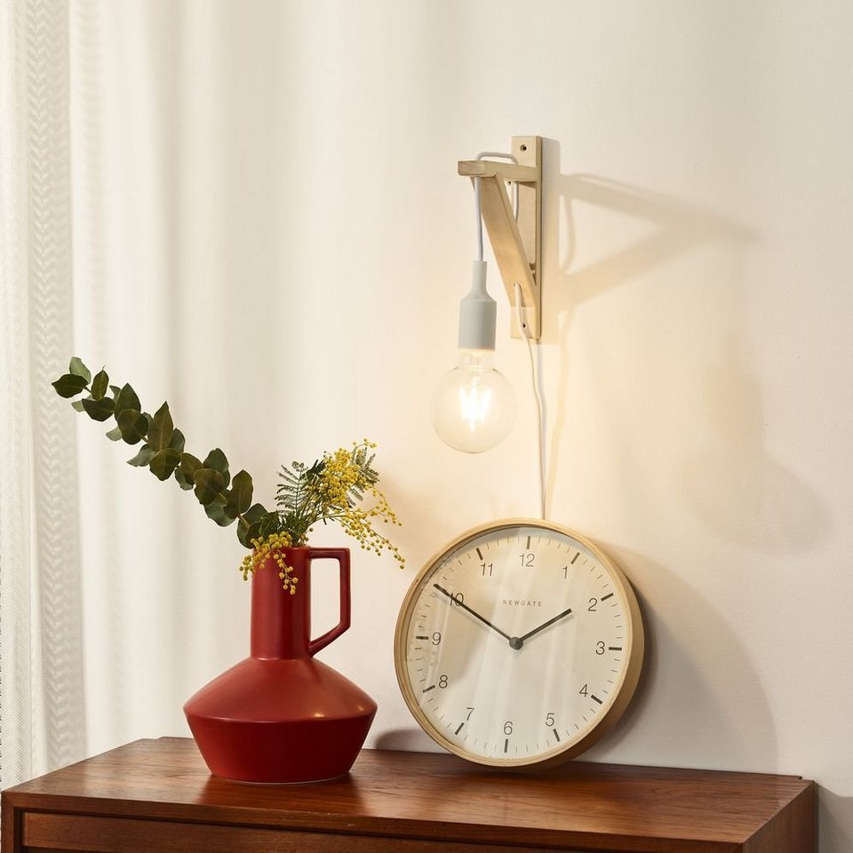 click-licht Wandleuchte Wandleuchte Fix wall, Holz, mit Schalter, weiß,  keine Angabe, Leuchtmittel enthalten: Nein, warmweiss, Wandleuchte,  Wandlampe, Wandlicht, Schutzart: IP20, Fassung: E27