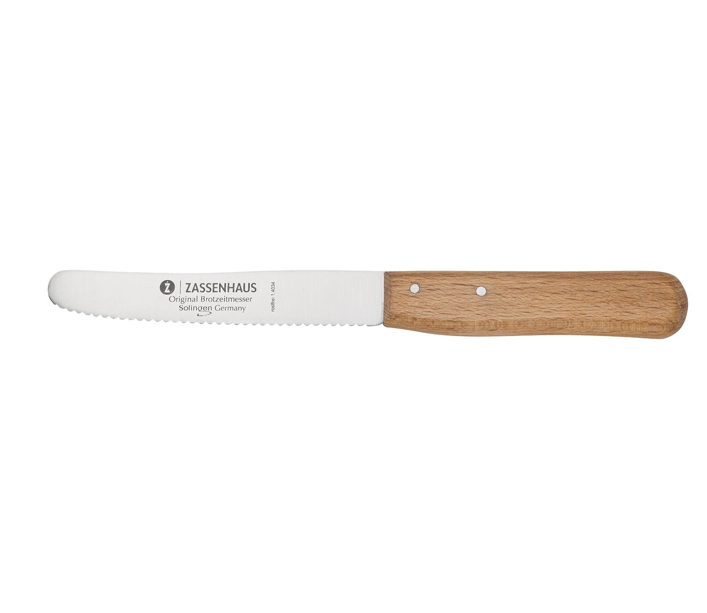 Küchenprofi Brötchenmesser Brotzeitmesser mit Wellenschliff und Buchenholzgriff, Wellenschliff, extra scharf