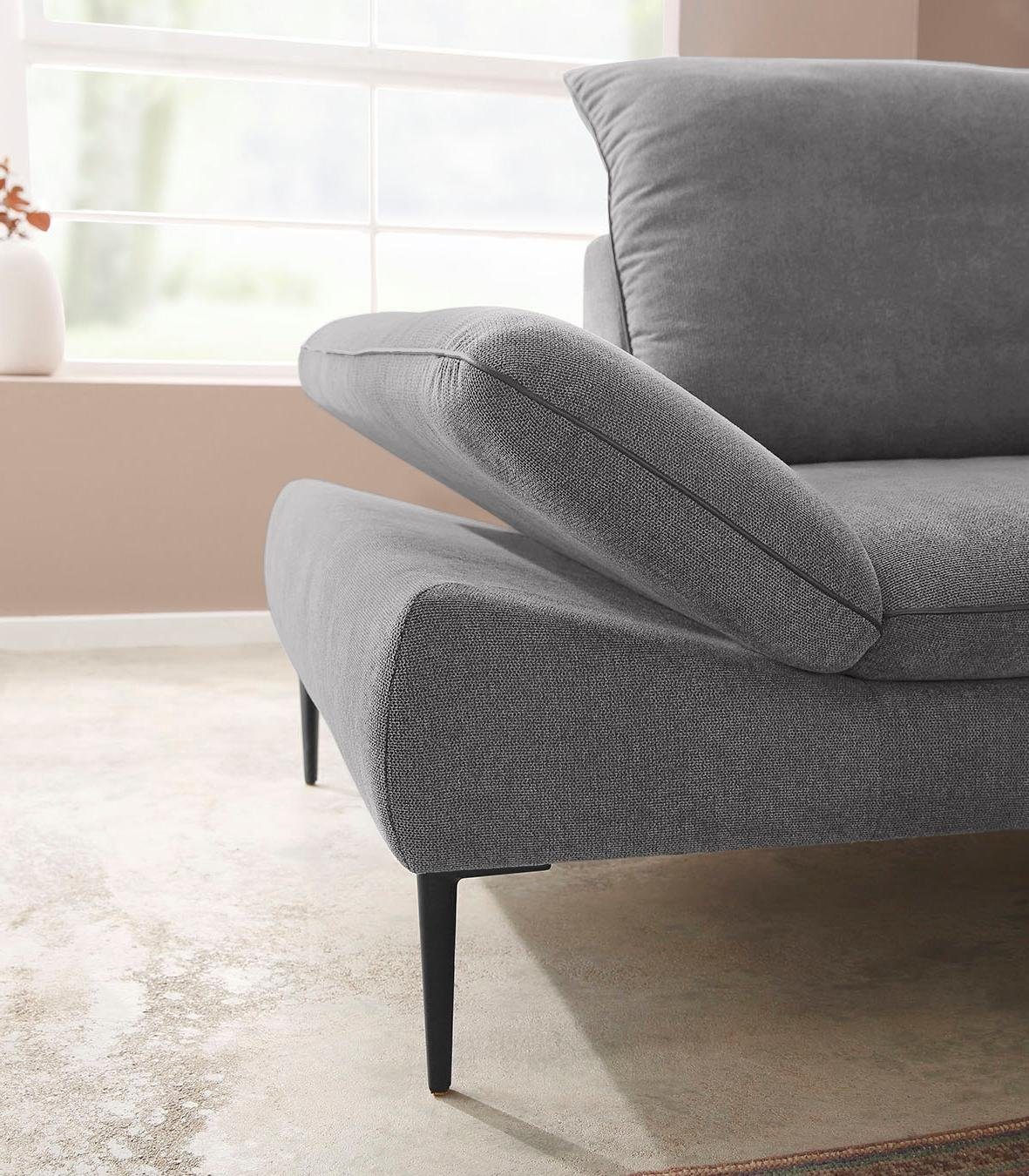 W.SCHILLIG Ecksofa enjoy&MORE, Designsofa, elegant und bequem, L-Form, Sitztiefenverstellung, Füße schwarz pulverbeschichtet, Breite 294 cm